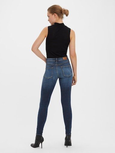 vero moda slim fit jeans vmlux mr slim jeans ri375 blauw