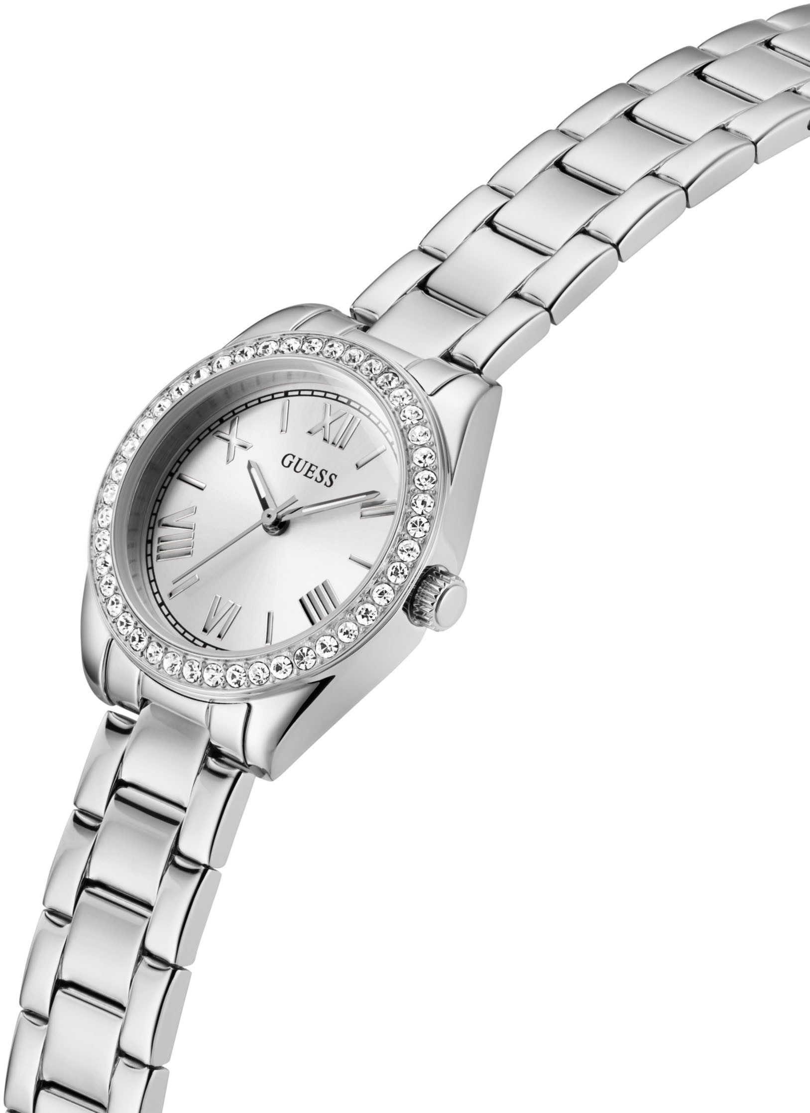 Guess Kwartshorloge MINI LUNA GLITZ Horloge, dameshorloge, stalen armband