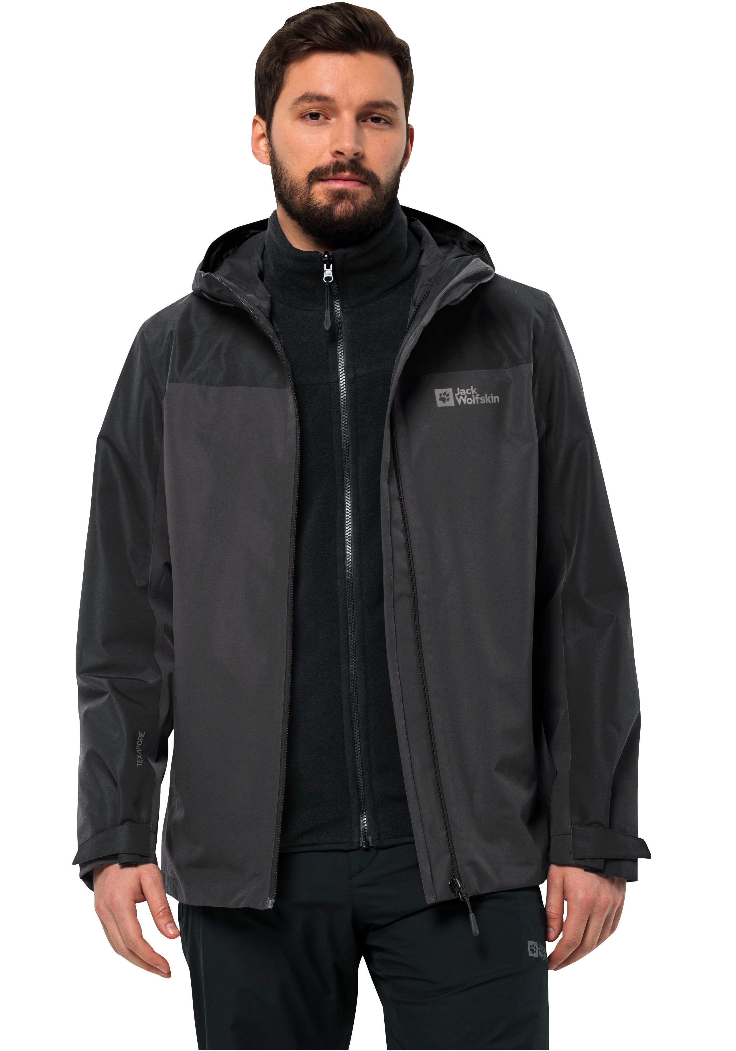 Jack Wolfskin Functioneel 3-in-1-jack TAUBENBERG 3IN1 JKT M Waterafstotende ritsen, waterdicht, ademend
