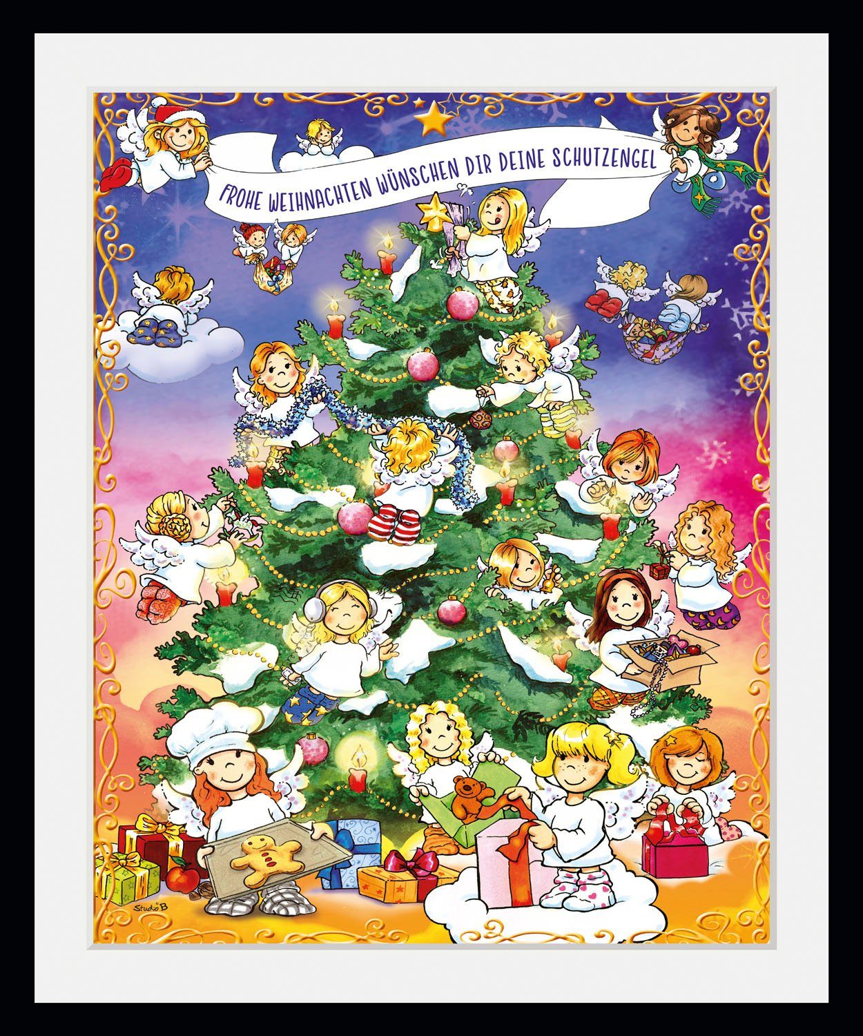 queence Wanddecoratie Christmas Tree HD premium posterdruk incl. houten lijst (1 stuk)
