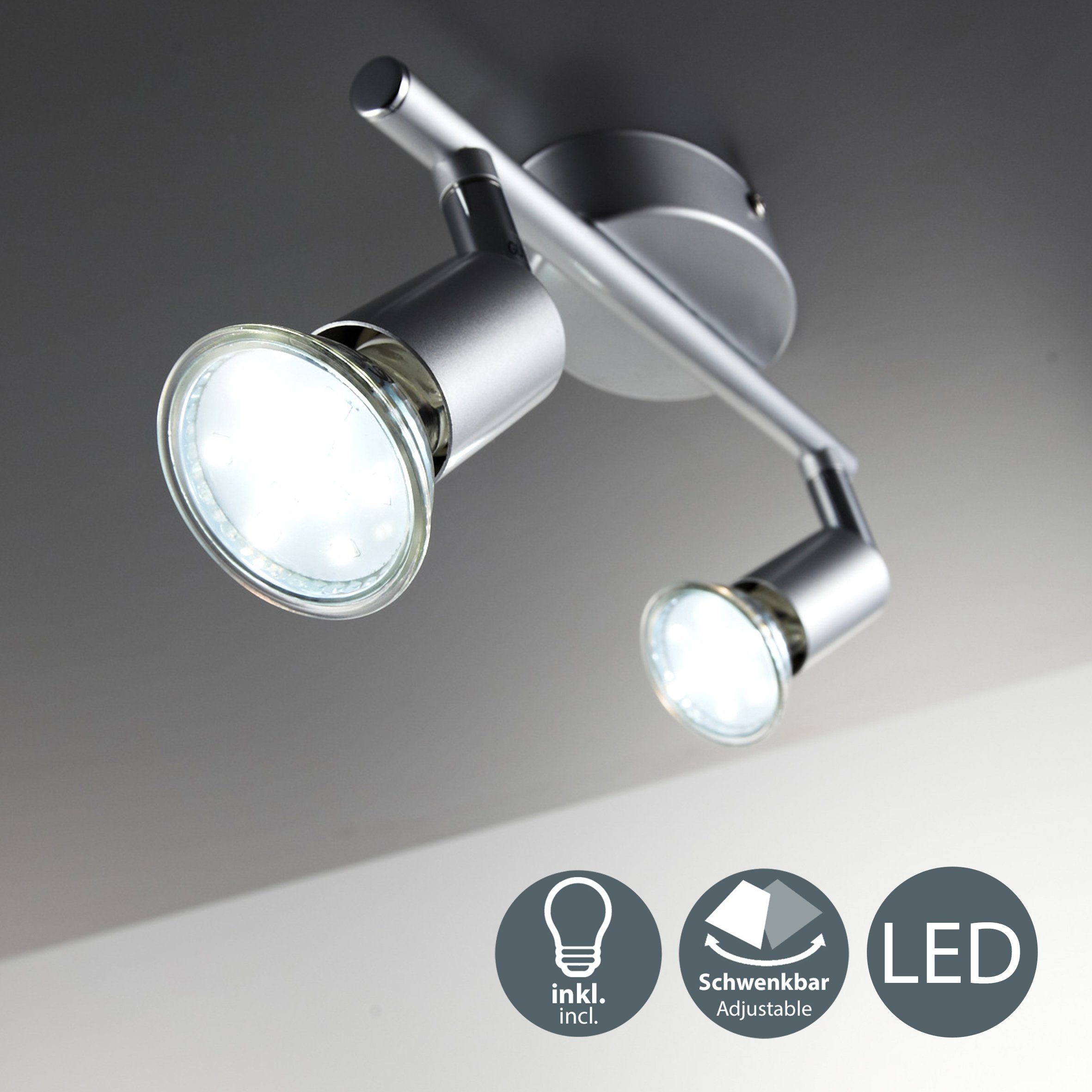 B.K.Licht Led-plafondlamp LED plafondlamp woonkamer draaibaar incl. 3W 250lm GU10 plafondspot