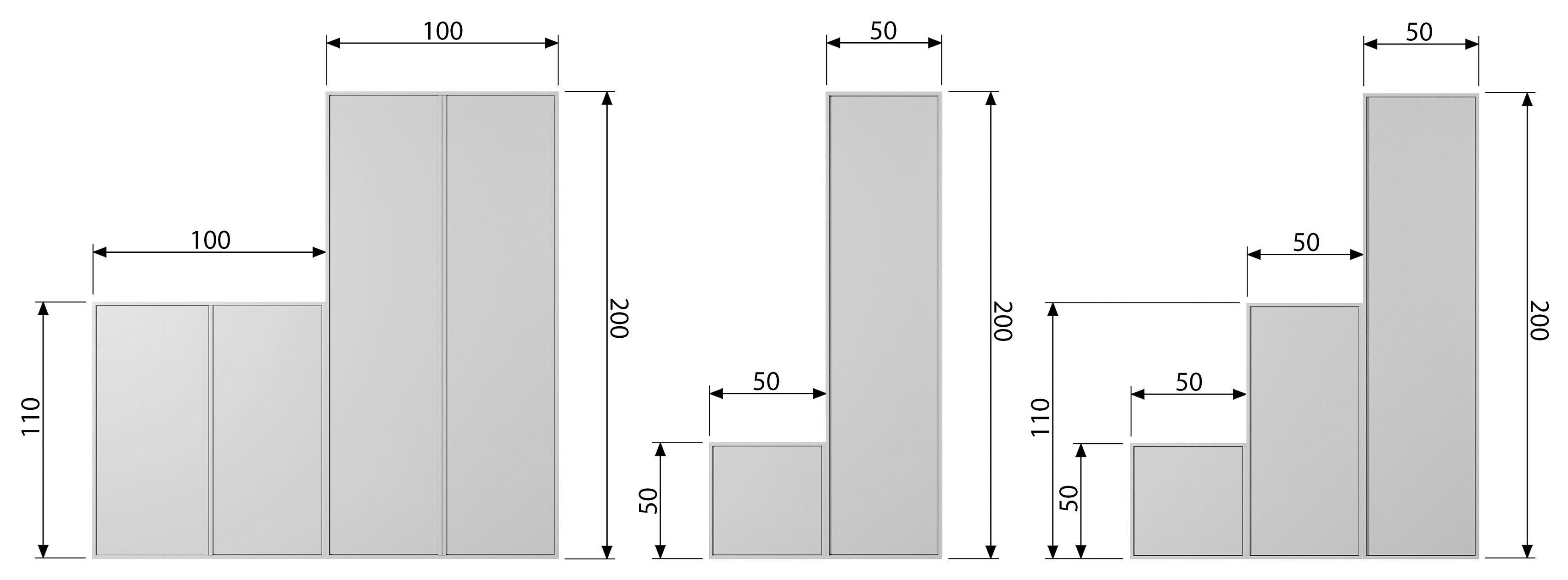 WOOOD Multifunctionele kast Daily garderobekast met push-to-open functie, hoogte 200 cm, breedte 50 of 100 cm