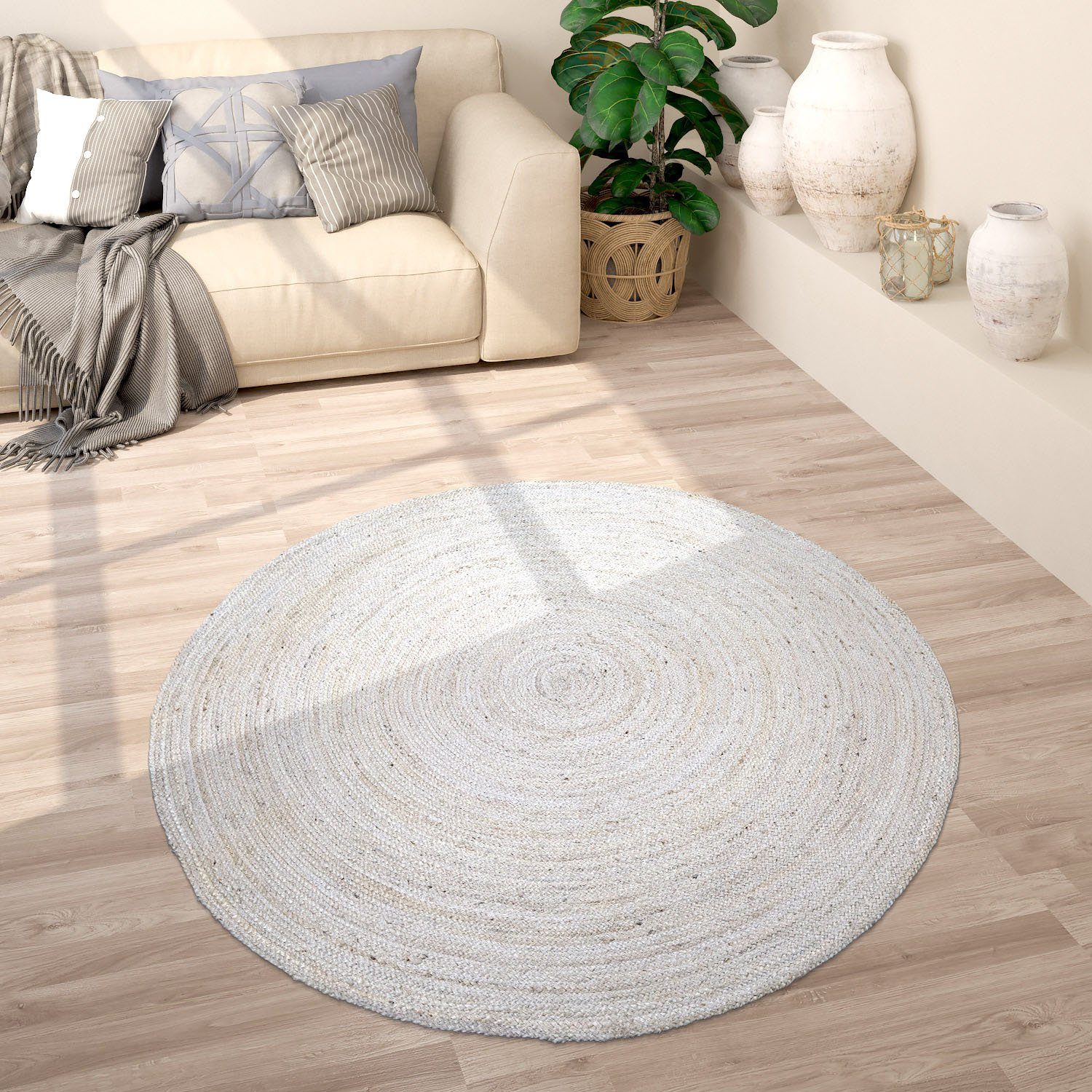 Paco Home Vloerkleed Viborg 595 Jute, modern, boho, met de hand gemaakt vloerkleed van natuurmateriaal