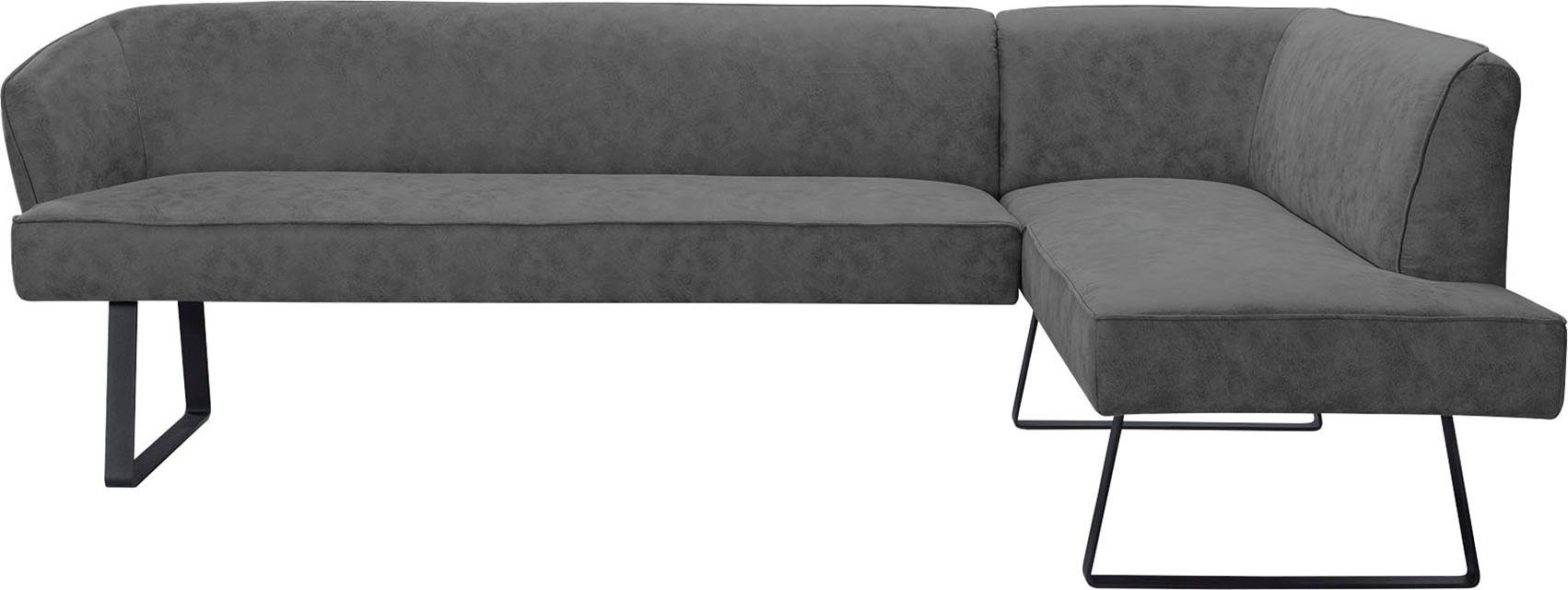 exxpo - sofa fashion Hoekbank Americano met opstaande naad en metalen poten, bekleding in verschillende kwaliteiten