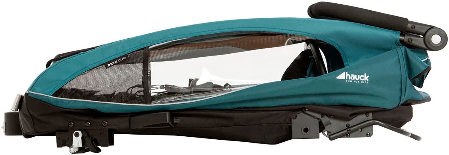 Hauck Kinderen fiets aanhanger Dryk Duo, Ocean Green voor 2 kinderen, incl. buggy-wiel