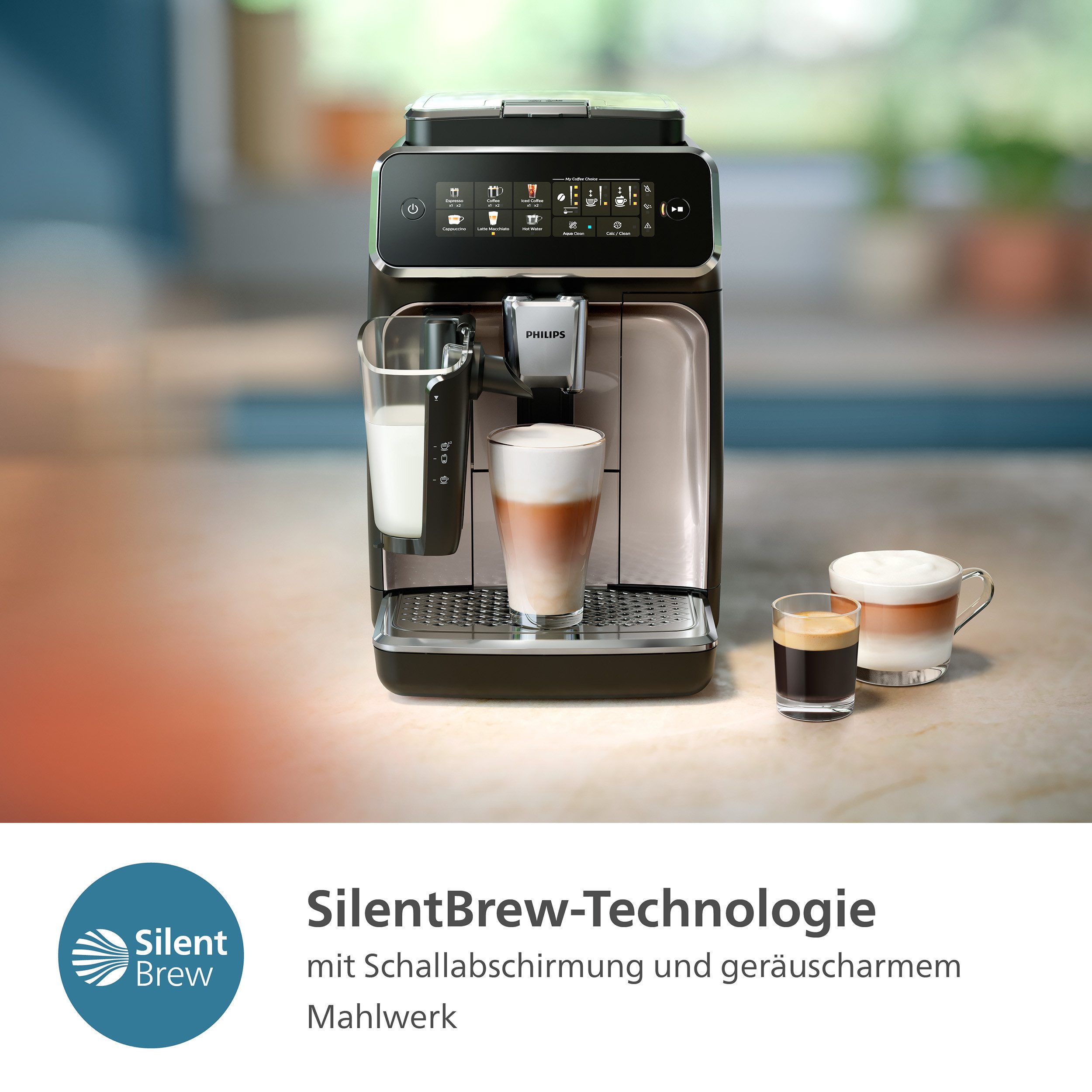 Philips Volautomatisch koffiezetapparaat EP3347/90 3300 Series, 6 koffiespecialiteiten, met lattego melkopschuimer, zwart verchroomd