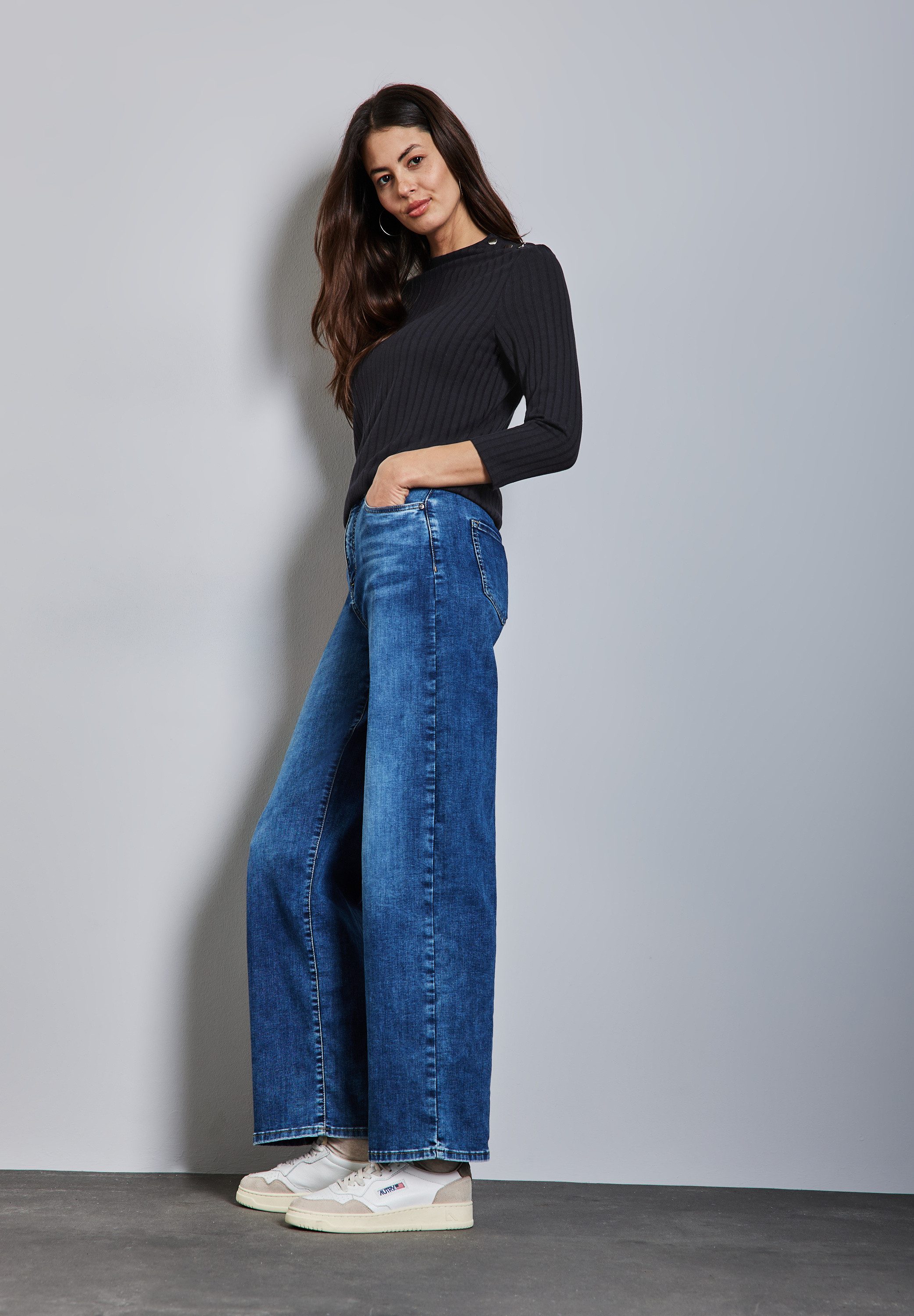 STREET ONE Shirt met 3/4 mouwen met knopen op de schouder