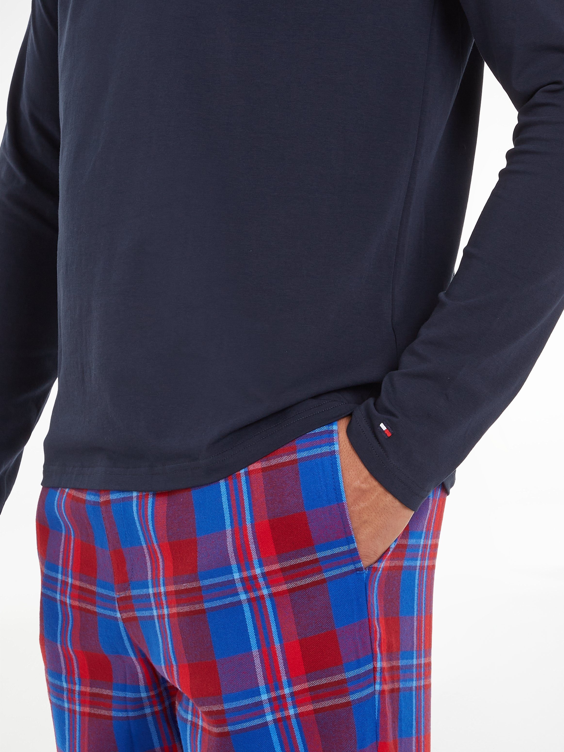 Tommy Hilfiger Underwear Pyjama LS PANT SLIPPERS SET FLANNEL in een geruit design (set 3-delig)