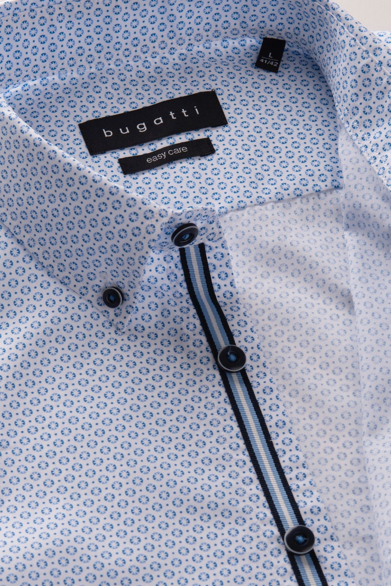 Bugatti Overhemd met lange mouwen met fijne grafische prints