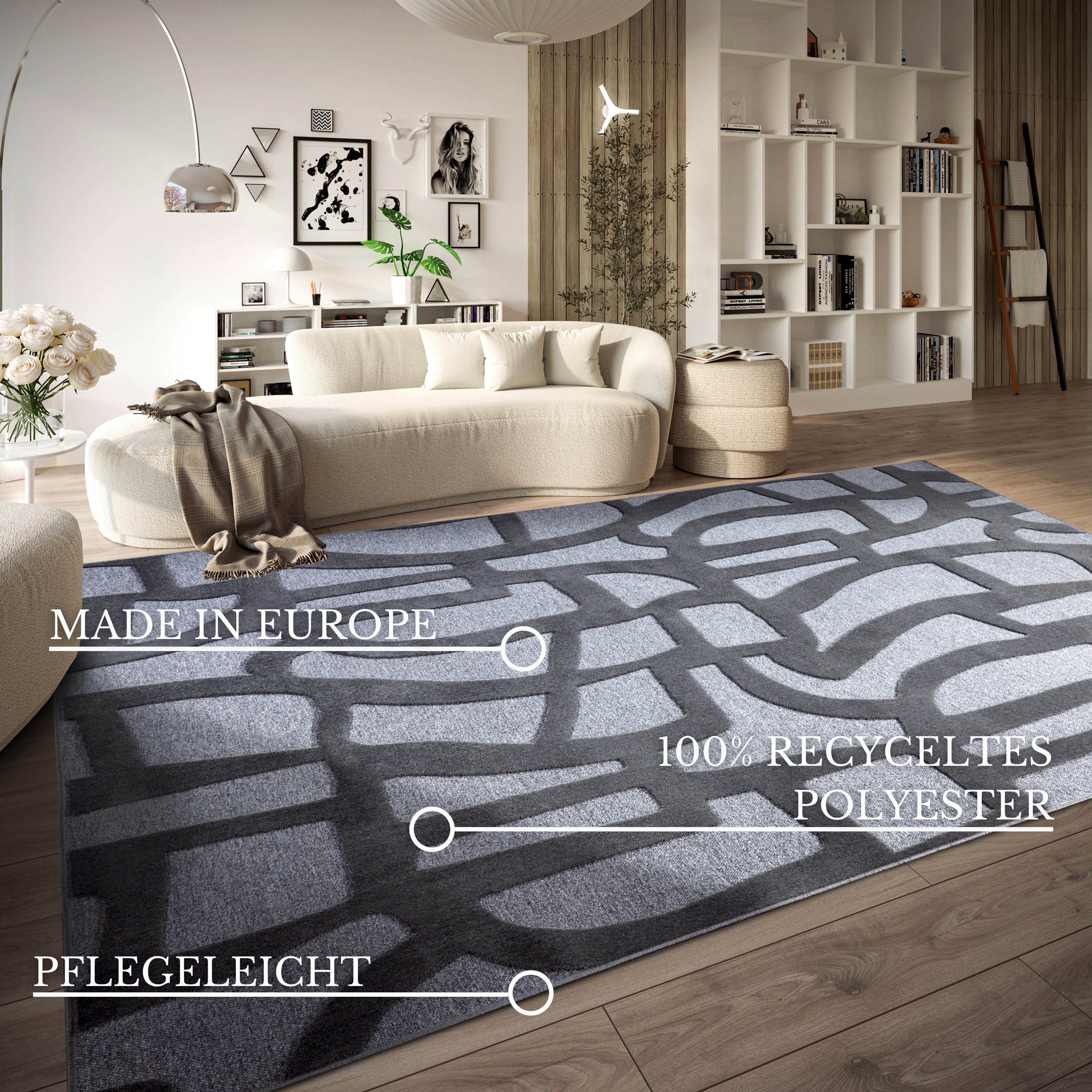 Villeroy & Boch Vloerkleed Therese Duurzaam, woonkamer, slaapkamer, modern, hoog-laag effect, gang