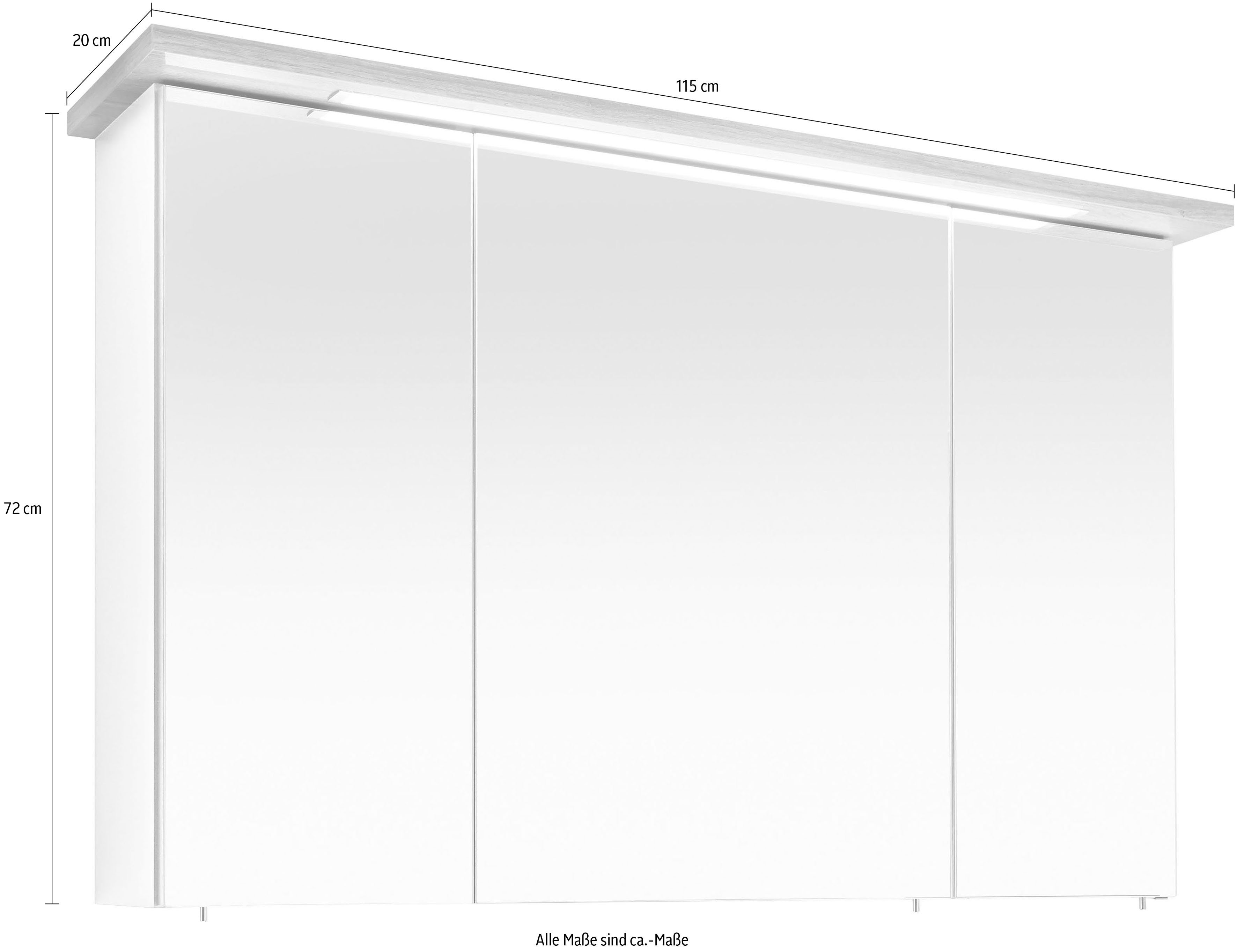 Saphir Spiegelkast Quickset 923 Badkamermeubel, 3 spiegeldeuren, 6 legplanken, 115 cm breed