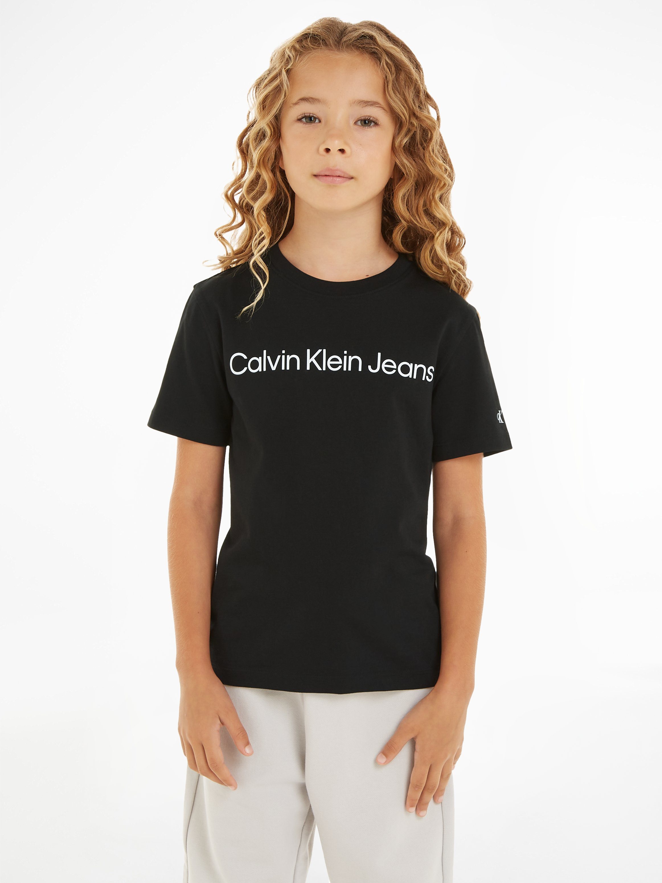 Calvin Klein T-shirt met tekst zwart Katoen Ronde hals 164