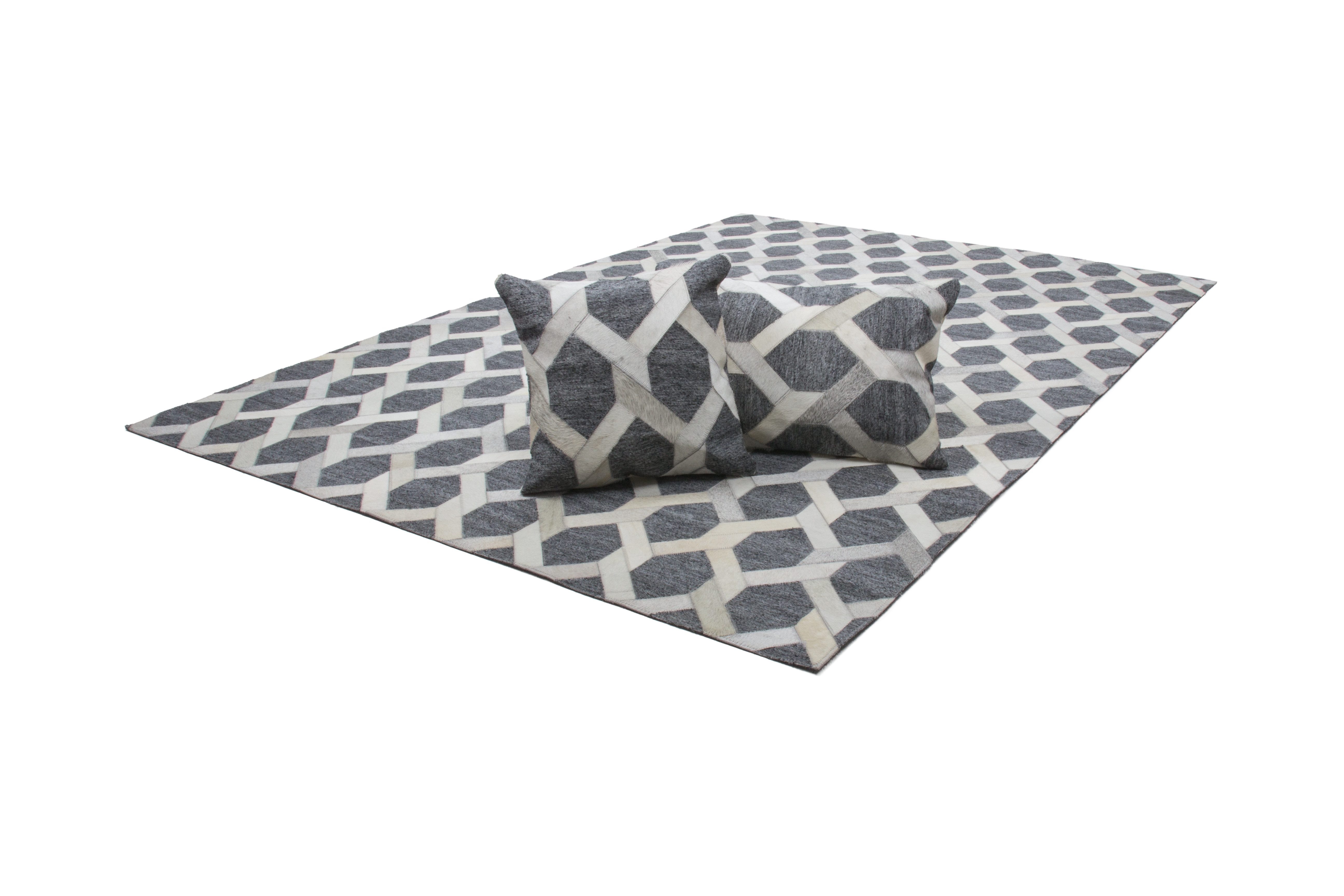 Kayoom Vloerkleed Chimera 110 Materiaalmix van viscose en leer, handgemaakt uniek stuk