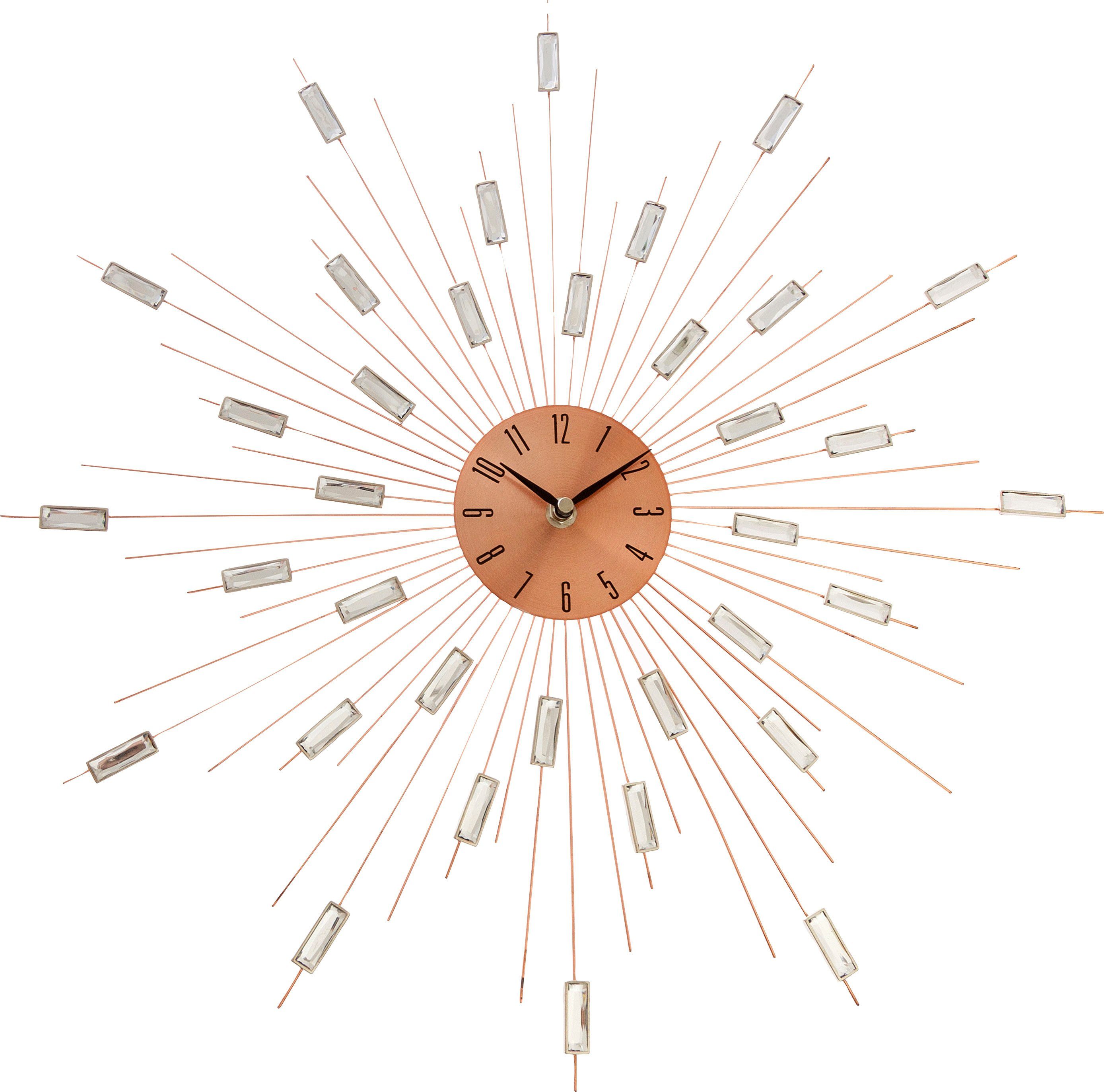 Myflair Möbel & Accessoires Wandklok "Prisma" XXL, rond, ø 50 cm, met siersteentjes, zon, ideaal in de woonkamer (1-delig)