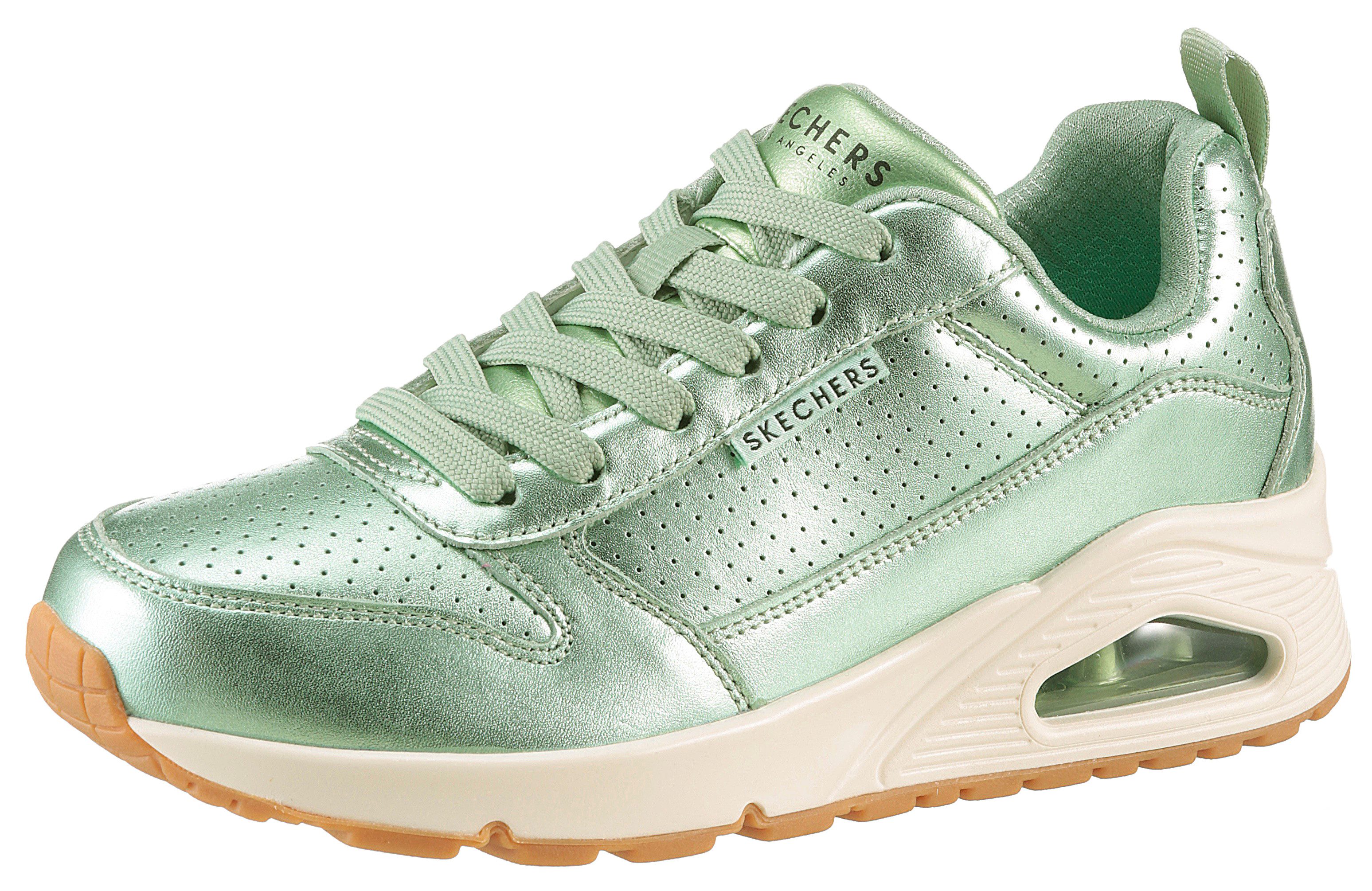 Skechers Sneakers Uno - Metallixs , sleesneaker, plateausneaker, veterschoen, lage schoen in metallic-look