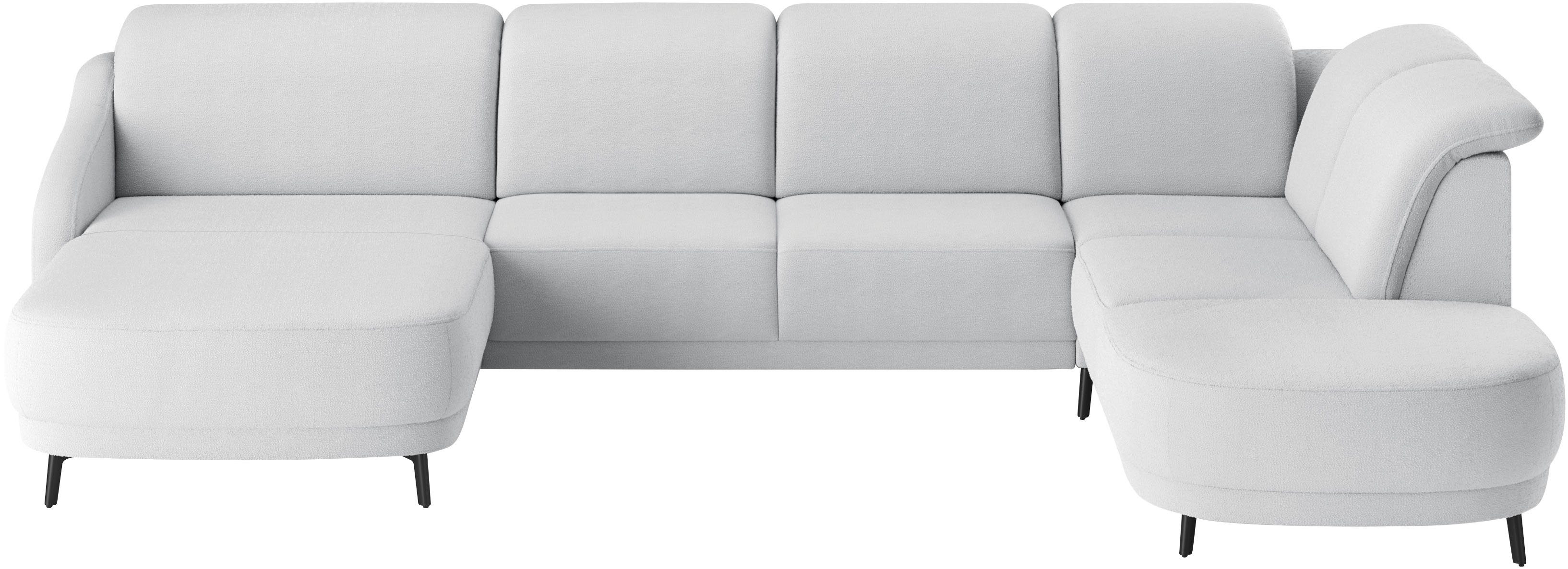 sit&more Zithoek Blues U-vorm inclusief verstelbare hoofdsteun, naar keuze met klaptafel en usb zilver(kleur), zithoeken, Klaptafel in 2,5-zits naast