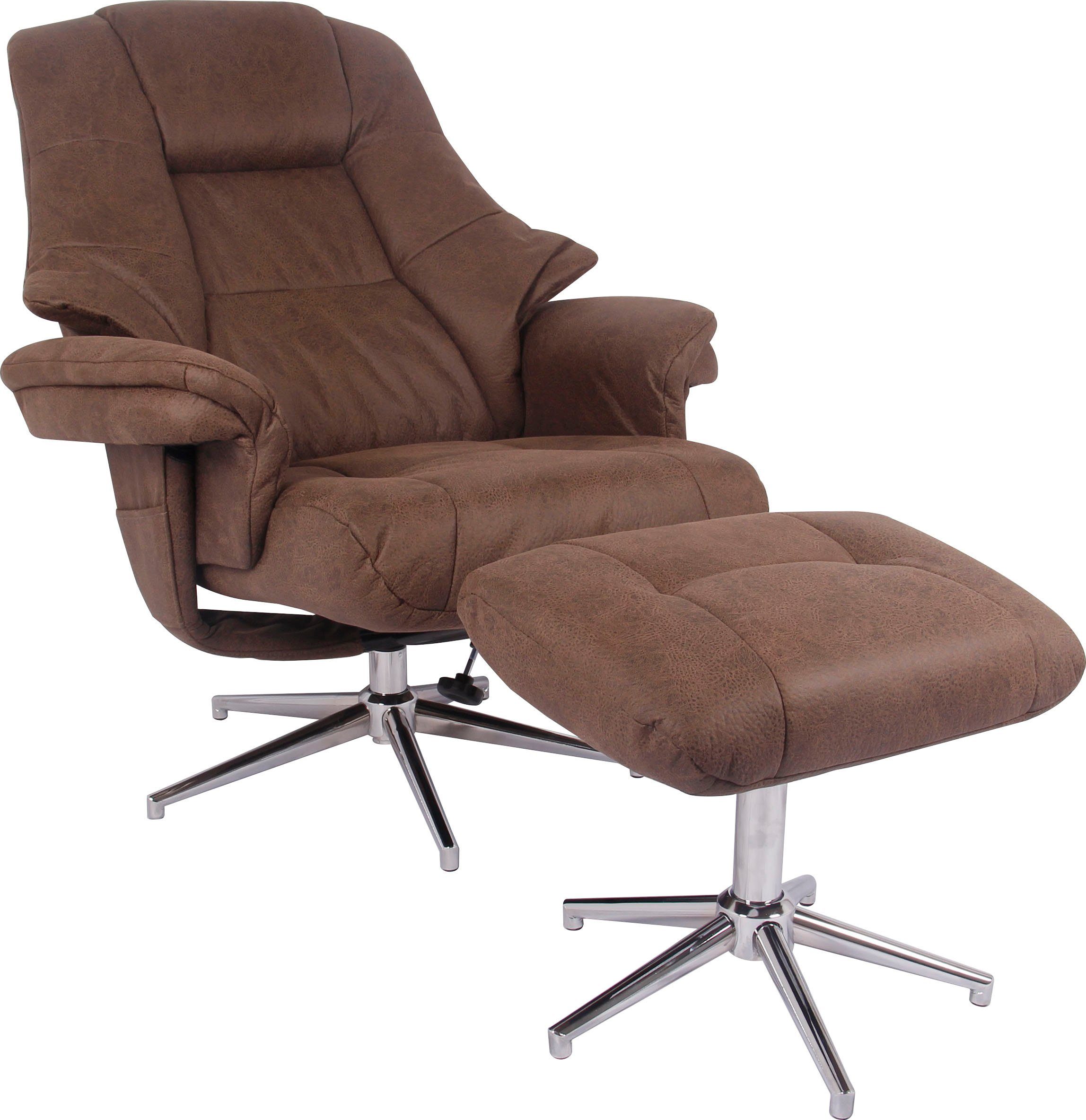 Duo Collection Relaxfauteuil BURNABY met voetenbank en relaxfunctie, 360 graden draaibaar