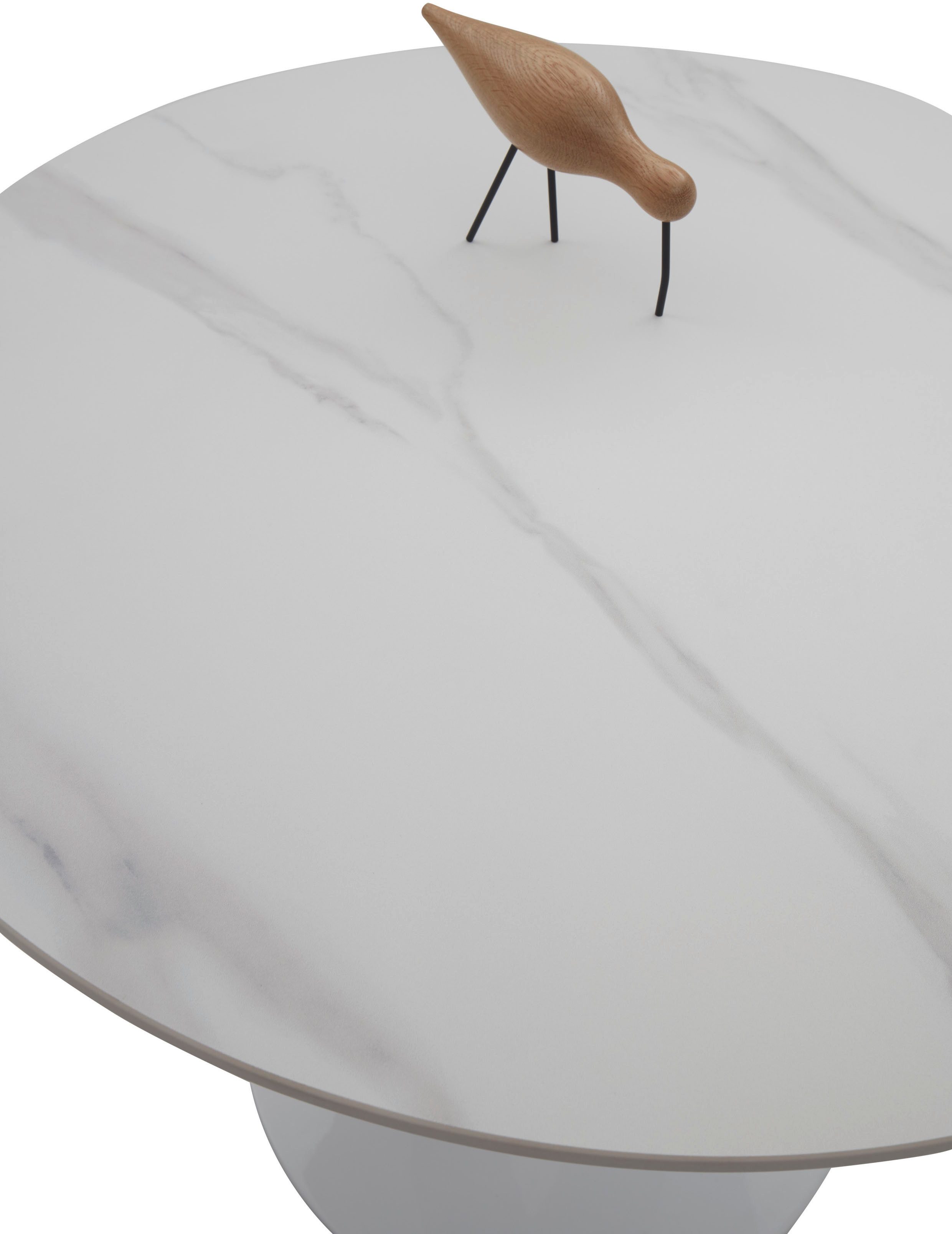 Stolkom Eettafel Josh ronde eettafel keramiek, gemarmerd, BxH 90x75 cm Keramische oppervlakte gemarmerd, keuze uit wit, grijs of zwart