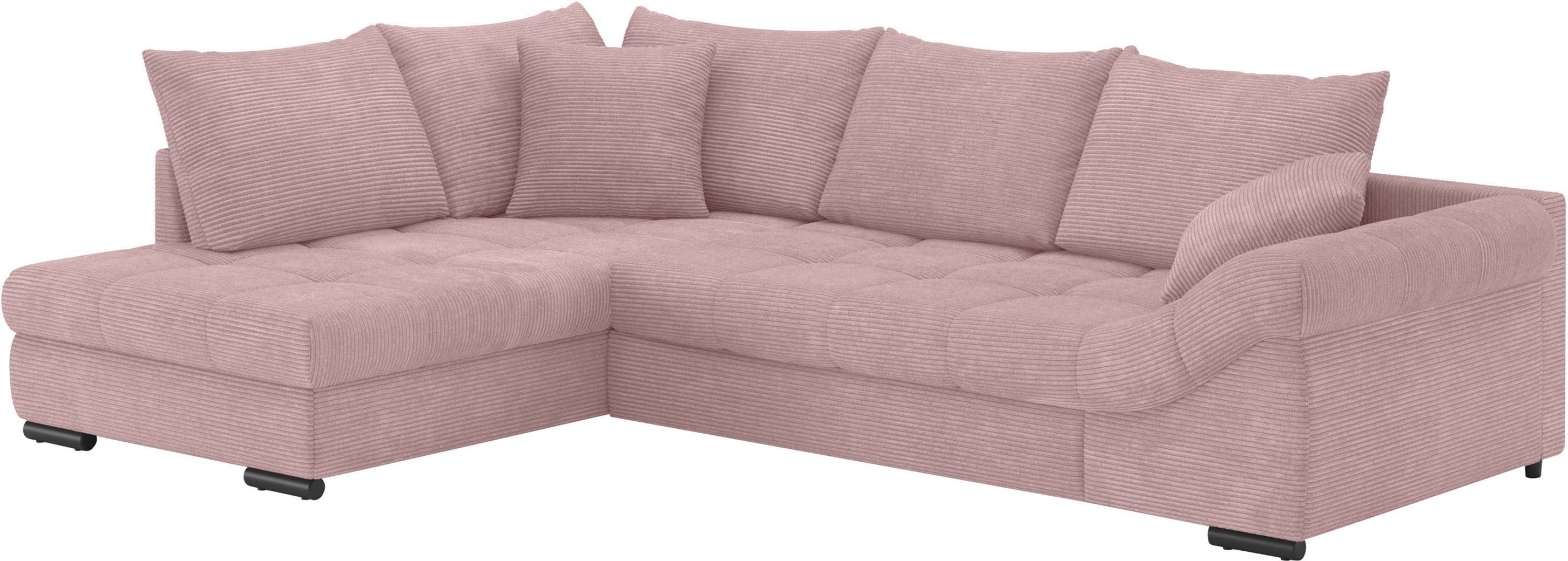 Mr. Couch Hoekbank Allegro, L-vorm met hoogslaper beduitbreiding, optioneel met koudschuim roze, hoekbanken, Ottomane links