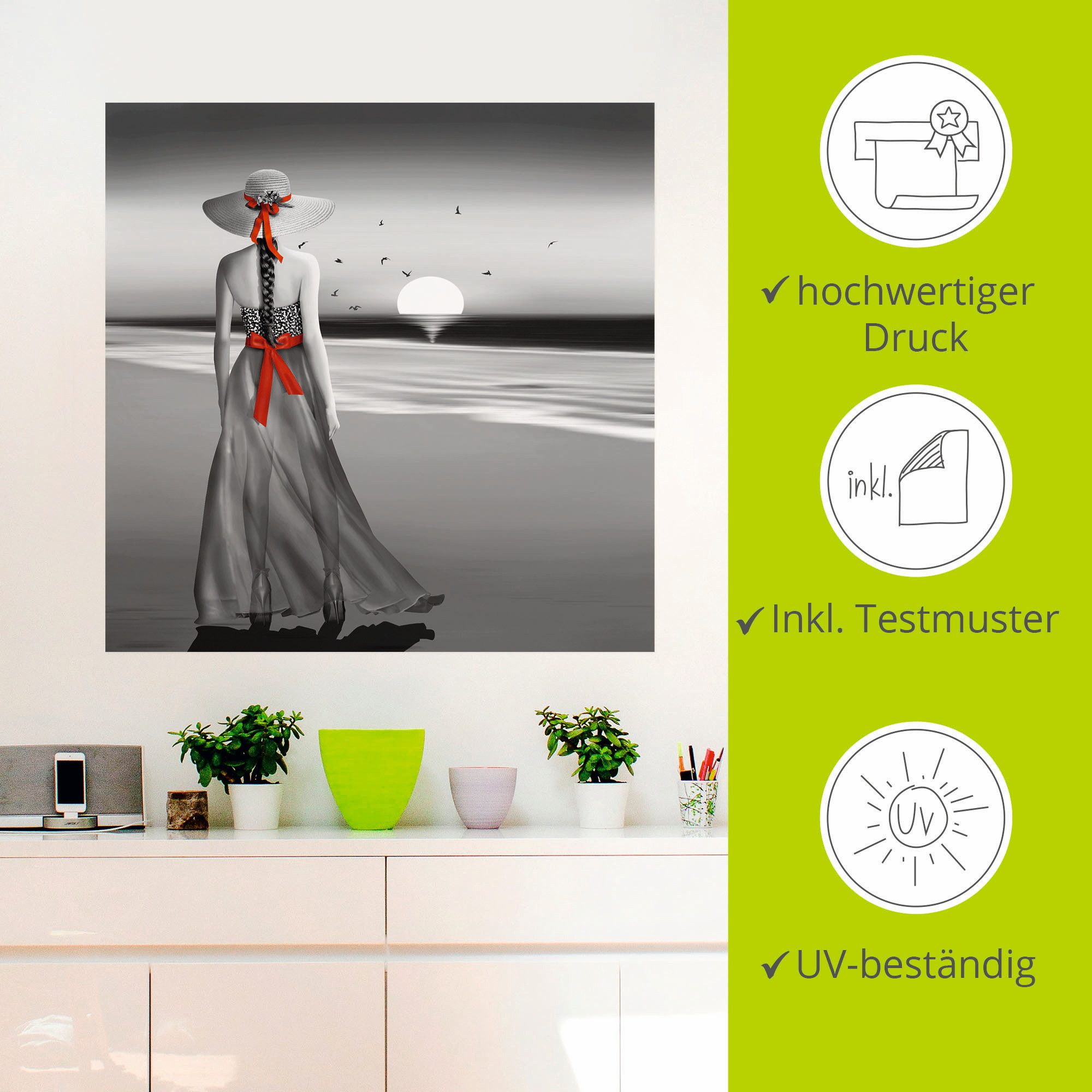 Artland Artprint Een blik terug op de zee als artprint van aluminium, artprint voor buiten, artprint op linnen, poster, muursticker