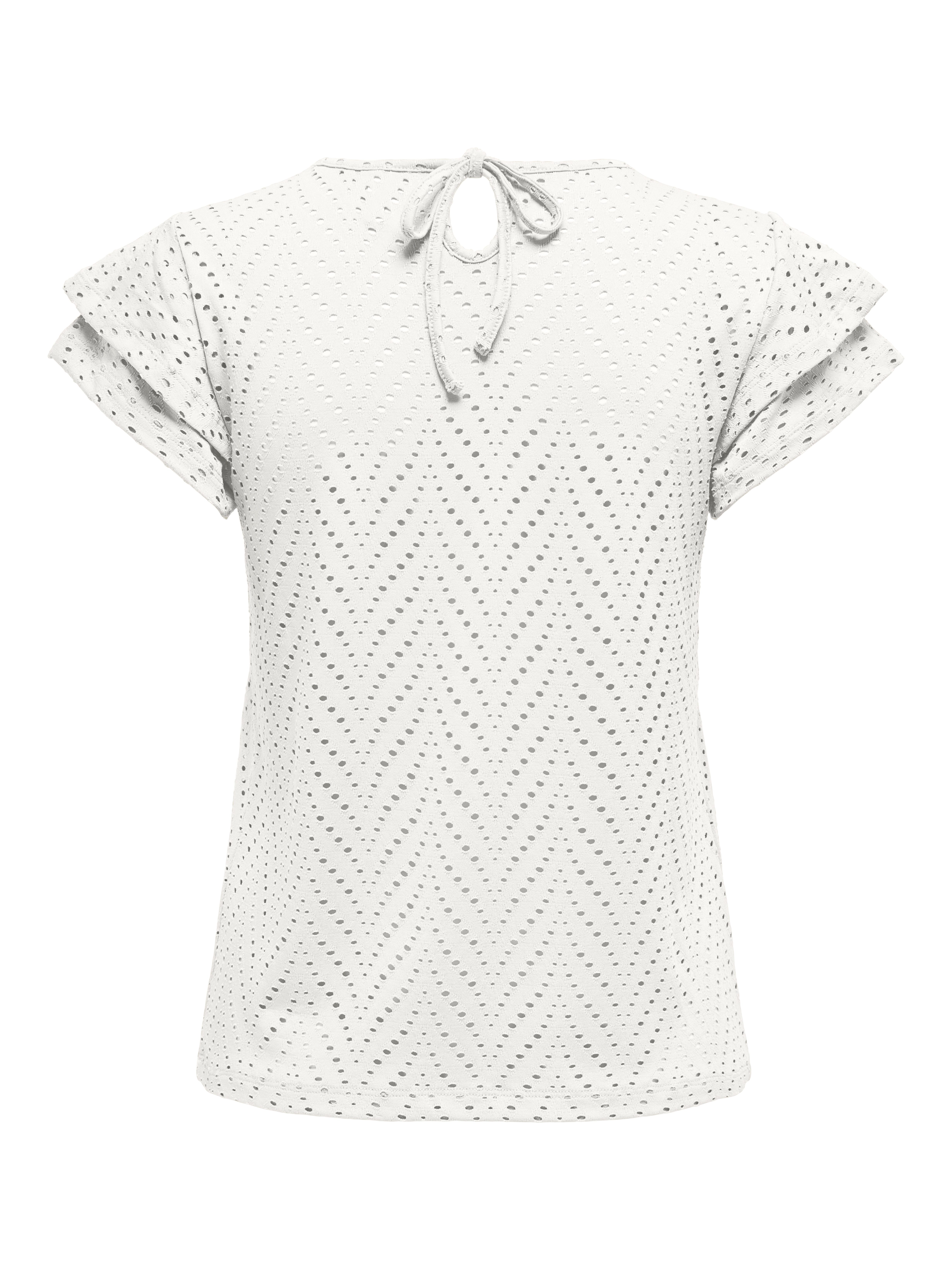 Only Shirt met korte mouwen ONLSMILLA S/S O-NECK FRILL TOP JRS