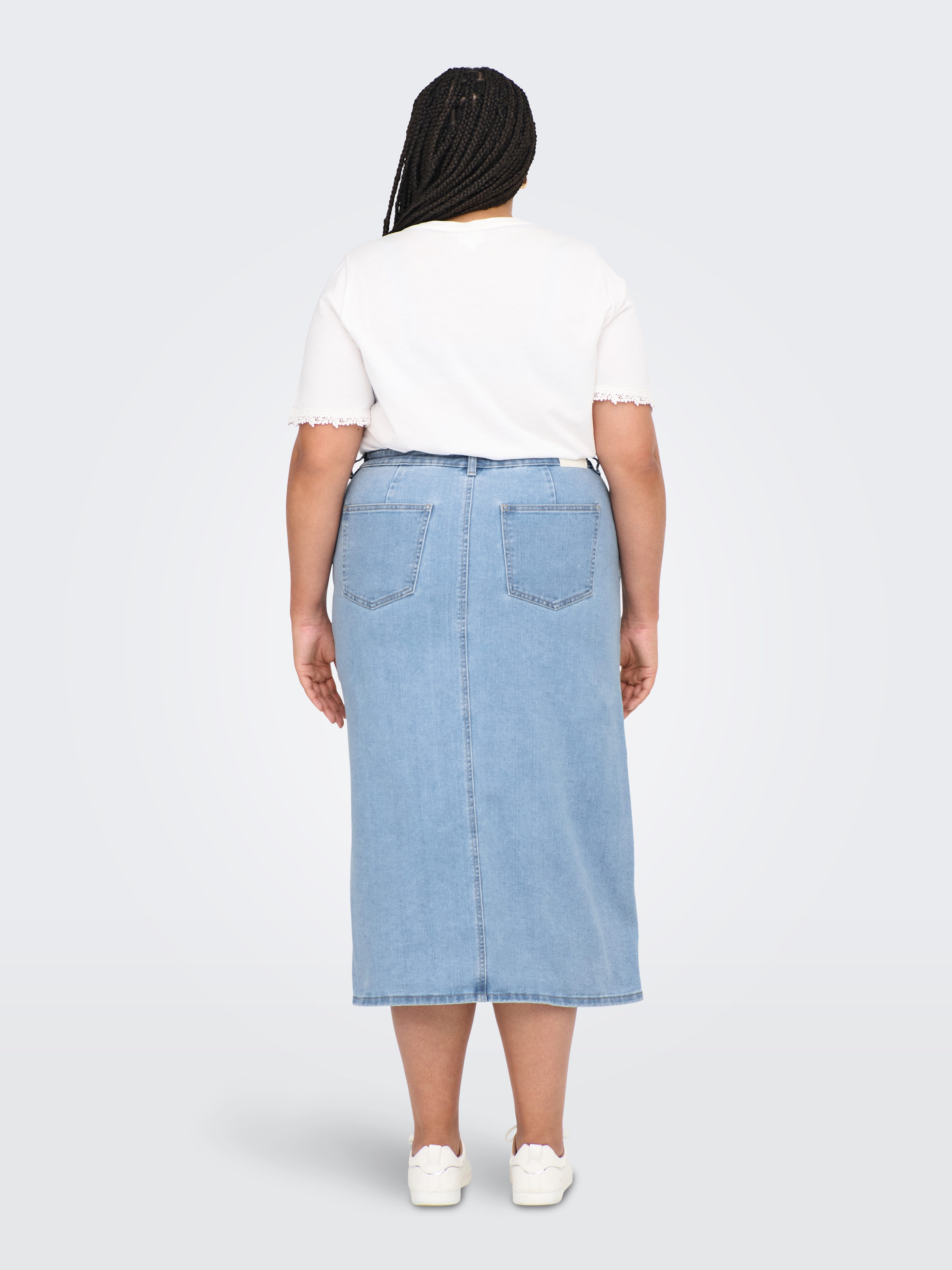 ONLY CARMAKOMA Jeans rok CARSIRI FRONT SLIT SKIRT DNM GUA NOOS