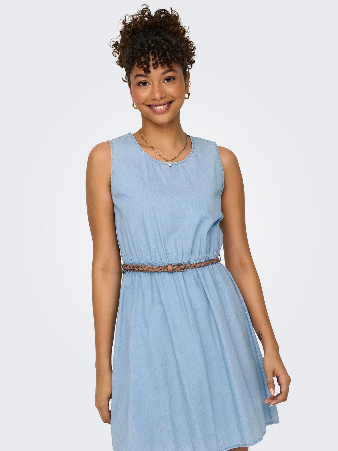 Only Jeans jurk ONLBEA S L BRAIDED BELT DRESS DNM FS