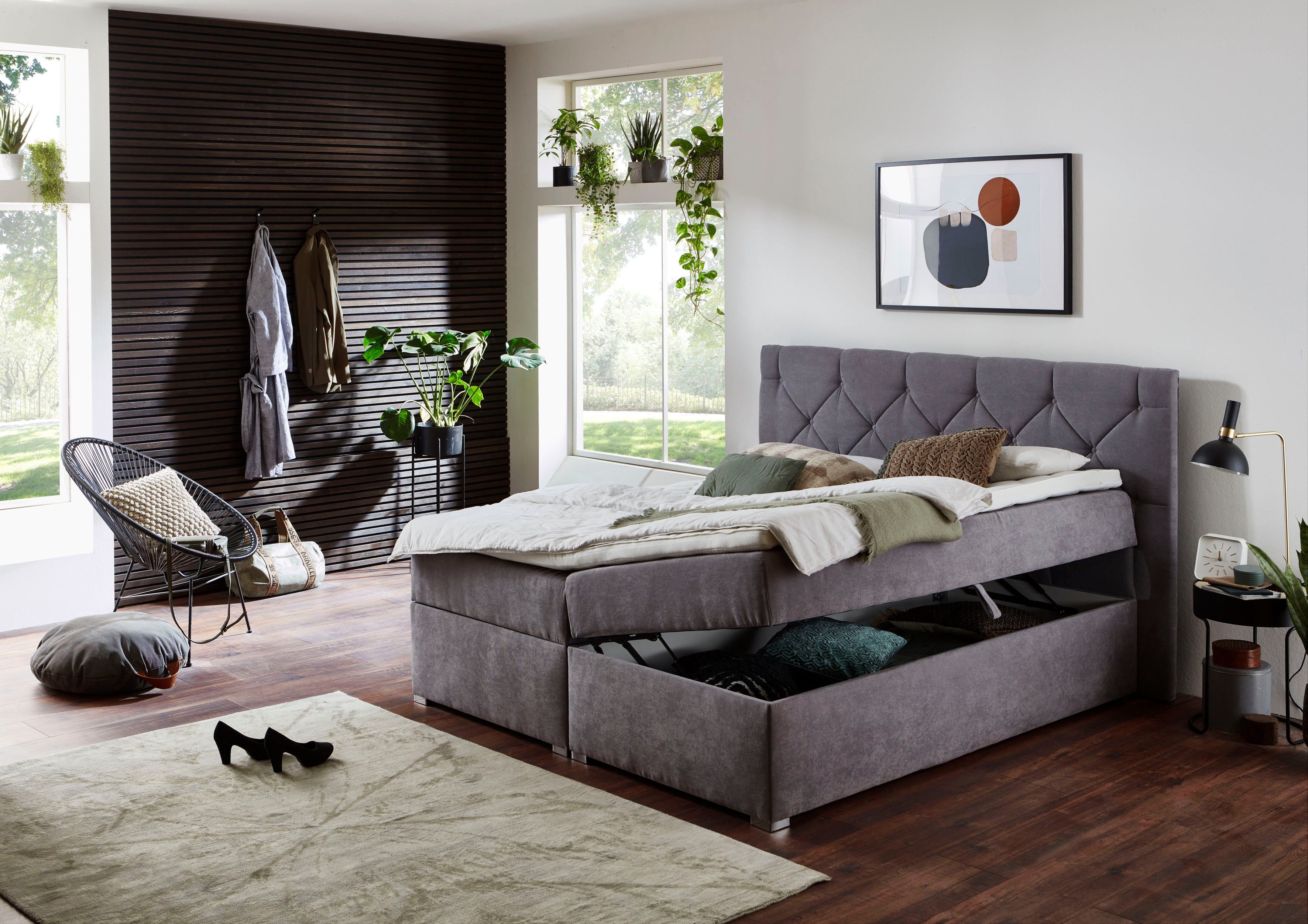 ATLANTIC home collection Boxspring Meike met xxl bedstee en topper
