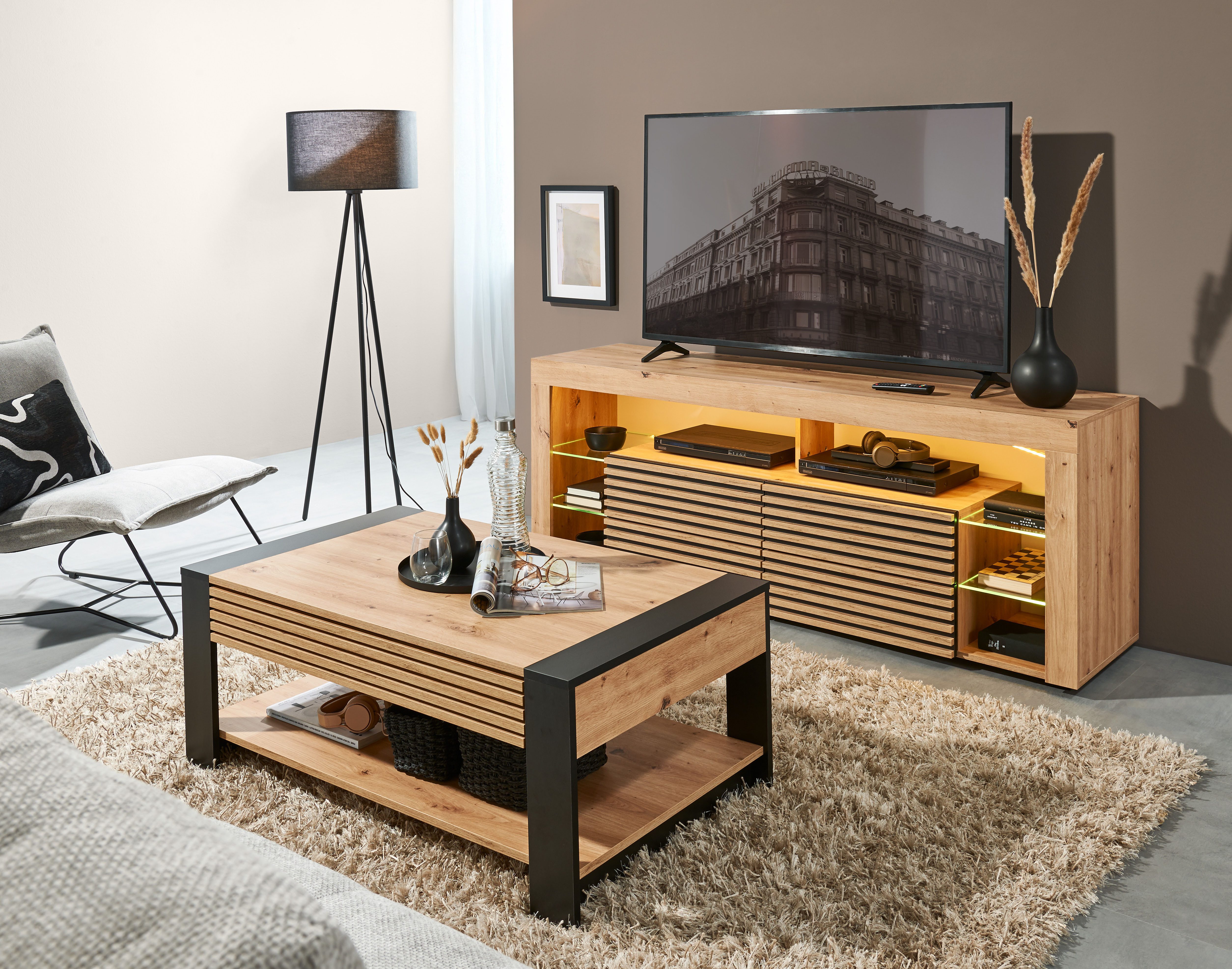 Stolkom Salontafel Felipe, TOPSELLER! met lade, woonkamer tafel in eik artisan decor