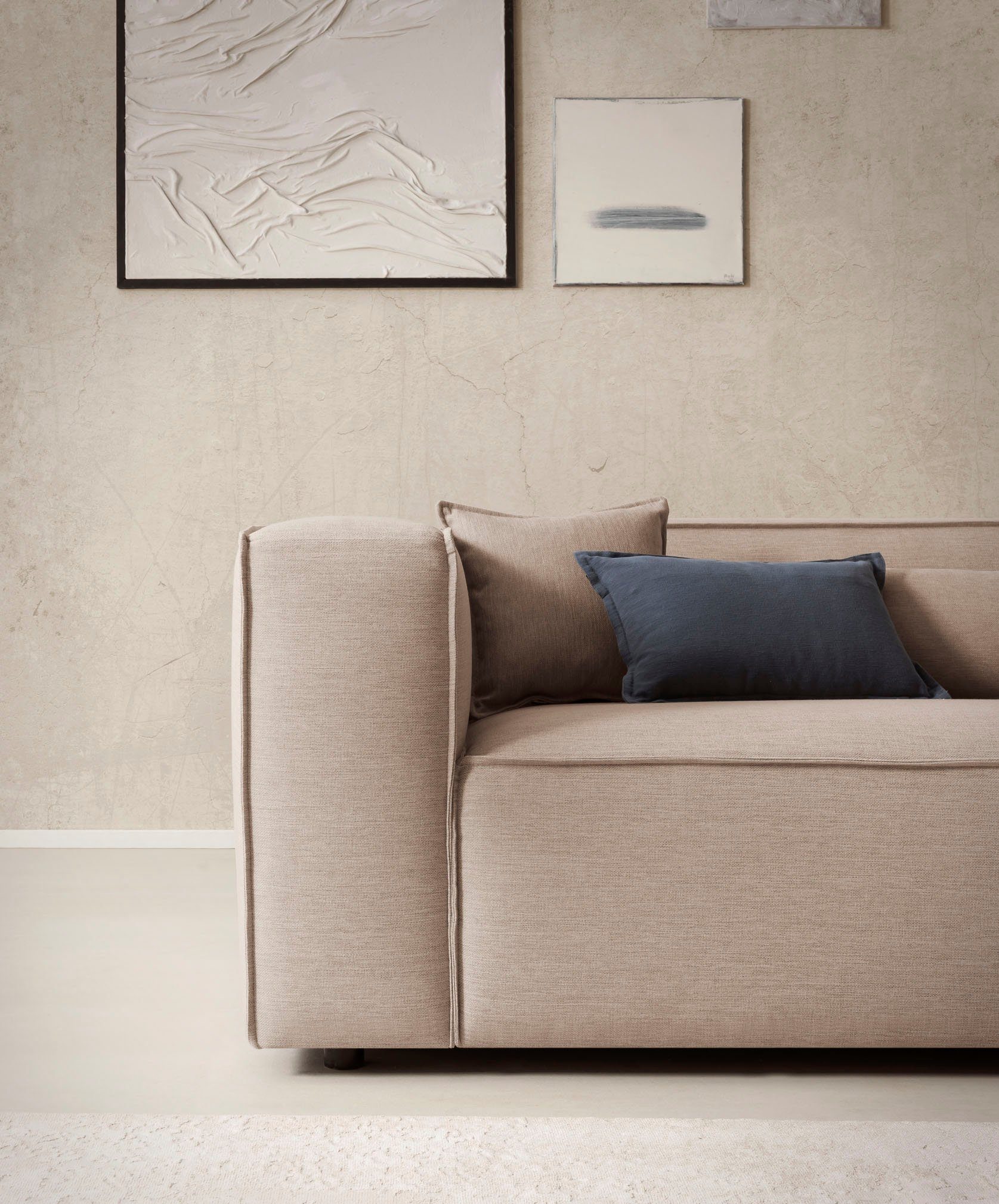 LeGer Home by Lena Gercke Hoekbank PIARA XXL, Big-sofa in cord of linnenlook, L-vorm, met biesnaad
