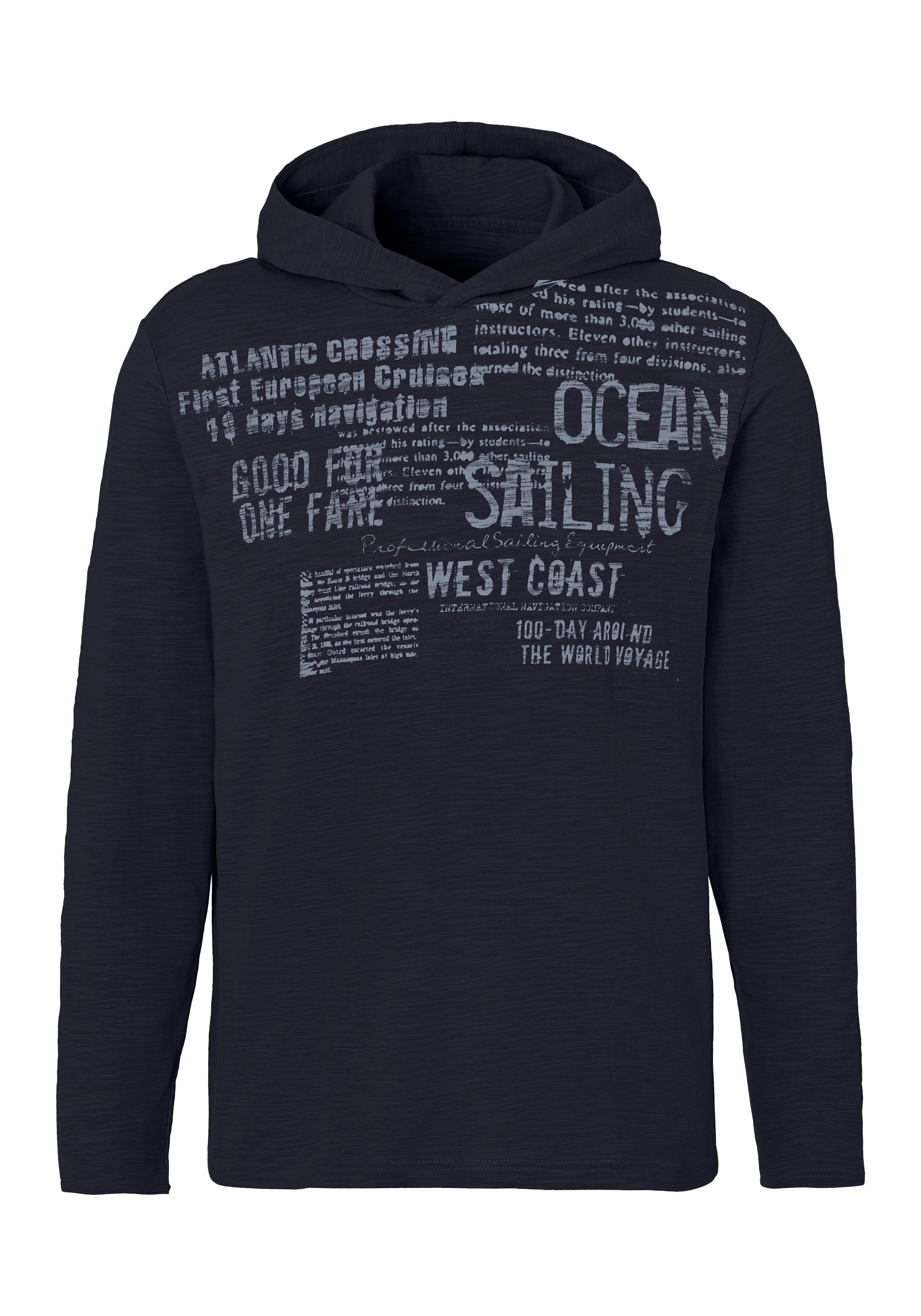 John Devin Capuchonshirt Shirt bedrukt met capuchon van gestructureerde katoenkwaliteit