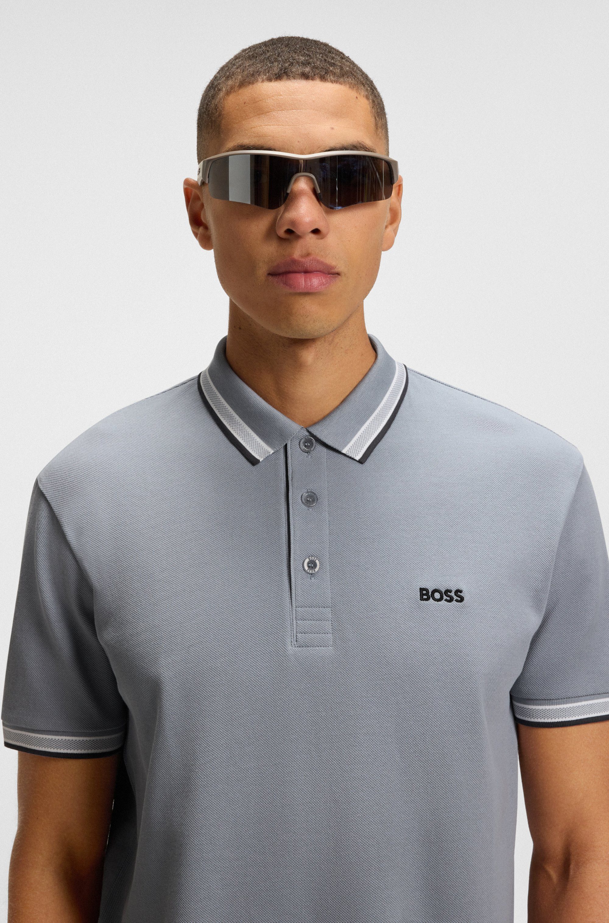 BOSS GREEN Poloshirt PADDY met contrasterende strepen aan de kraag