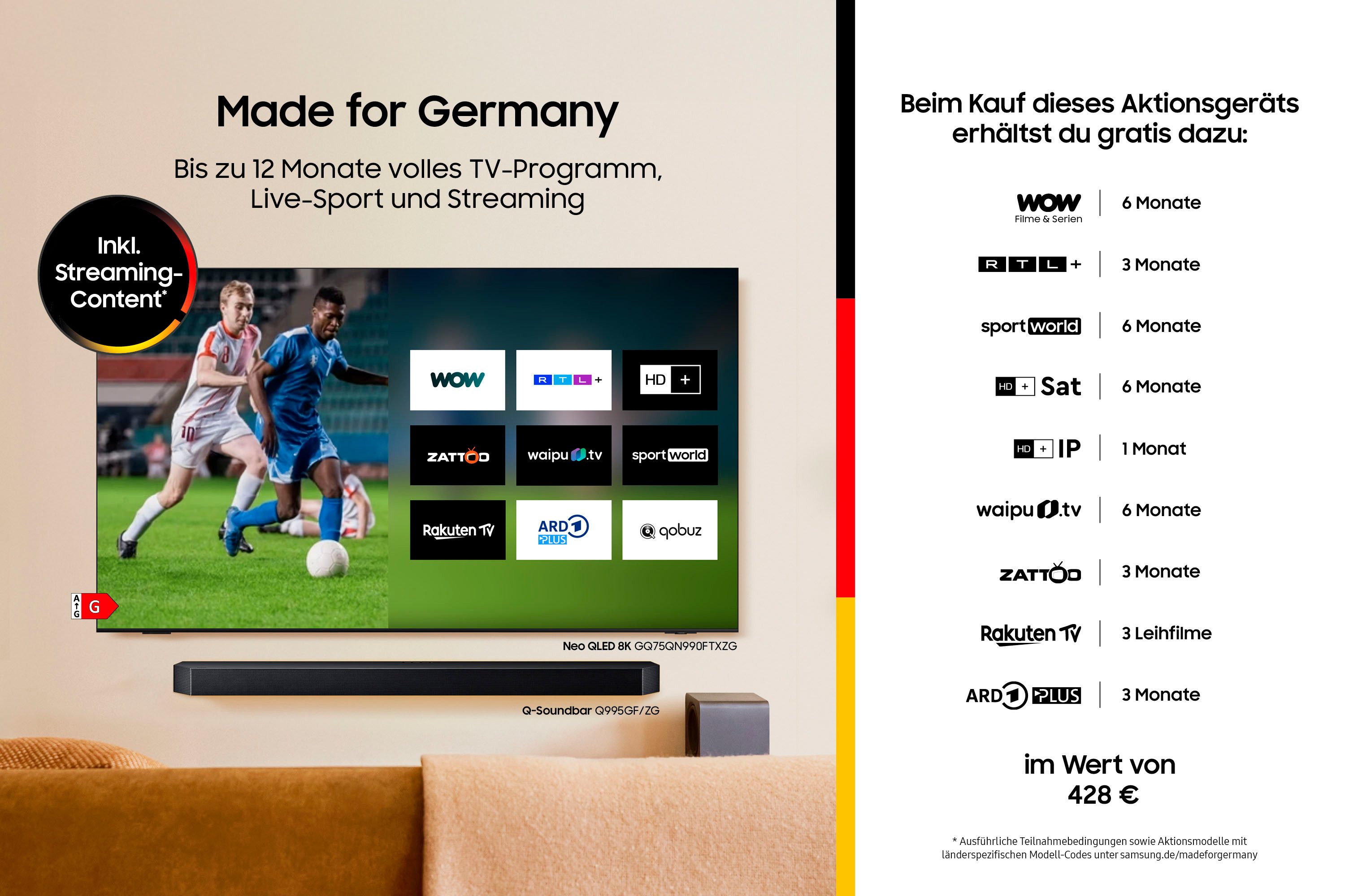 Samsung QLED-TV GQ65QN85FAU QLED Mini LED-televisie, NQ HDR+, 4K AI Upscaling, Dolby Atmos & AI Sound, Gaming tot 144Hz