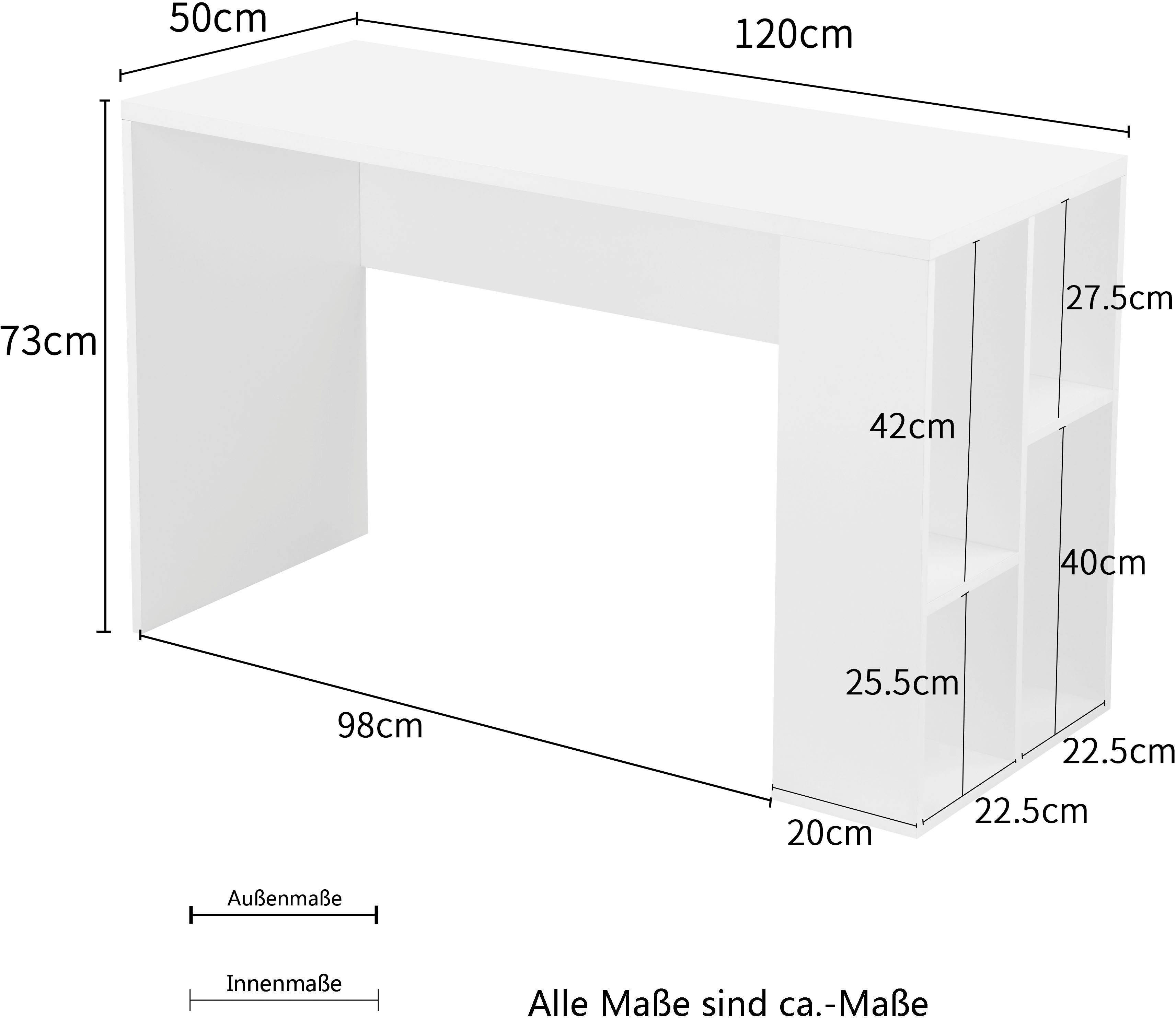 INOSIGN Bureau Ezzell zijwaarts 4 open vakken, krasbestendige coating, breedte 120 cm