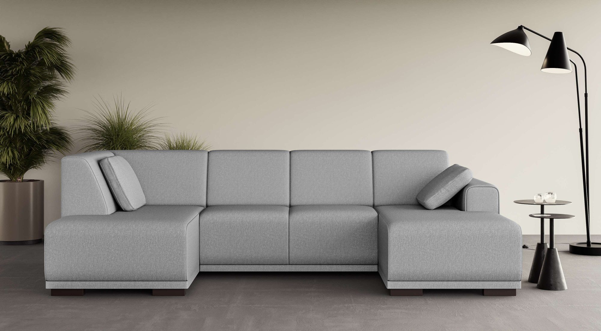 Home affaire Zithoek BORNHOLM U-vorm met chaise longue rechts/links, B/D/H: 300/162/85 cm U-vorm met golvende ondervering, chaise longue rechts of links bestelbaar