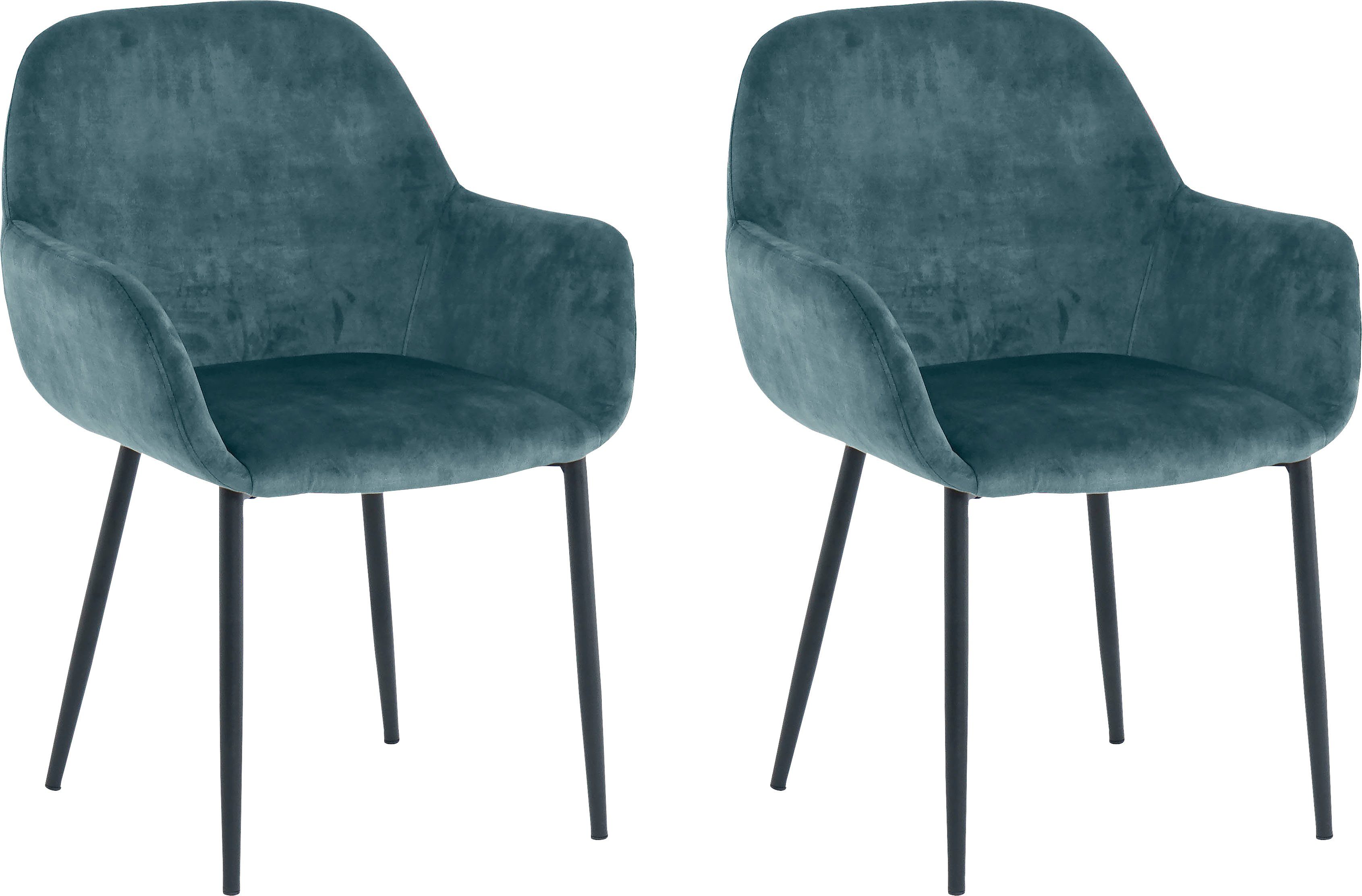 SIT Stoel met armleuningen glamoureuze bekleding in fluwelige look (set, 2 stuks)