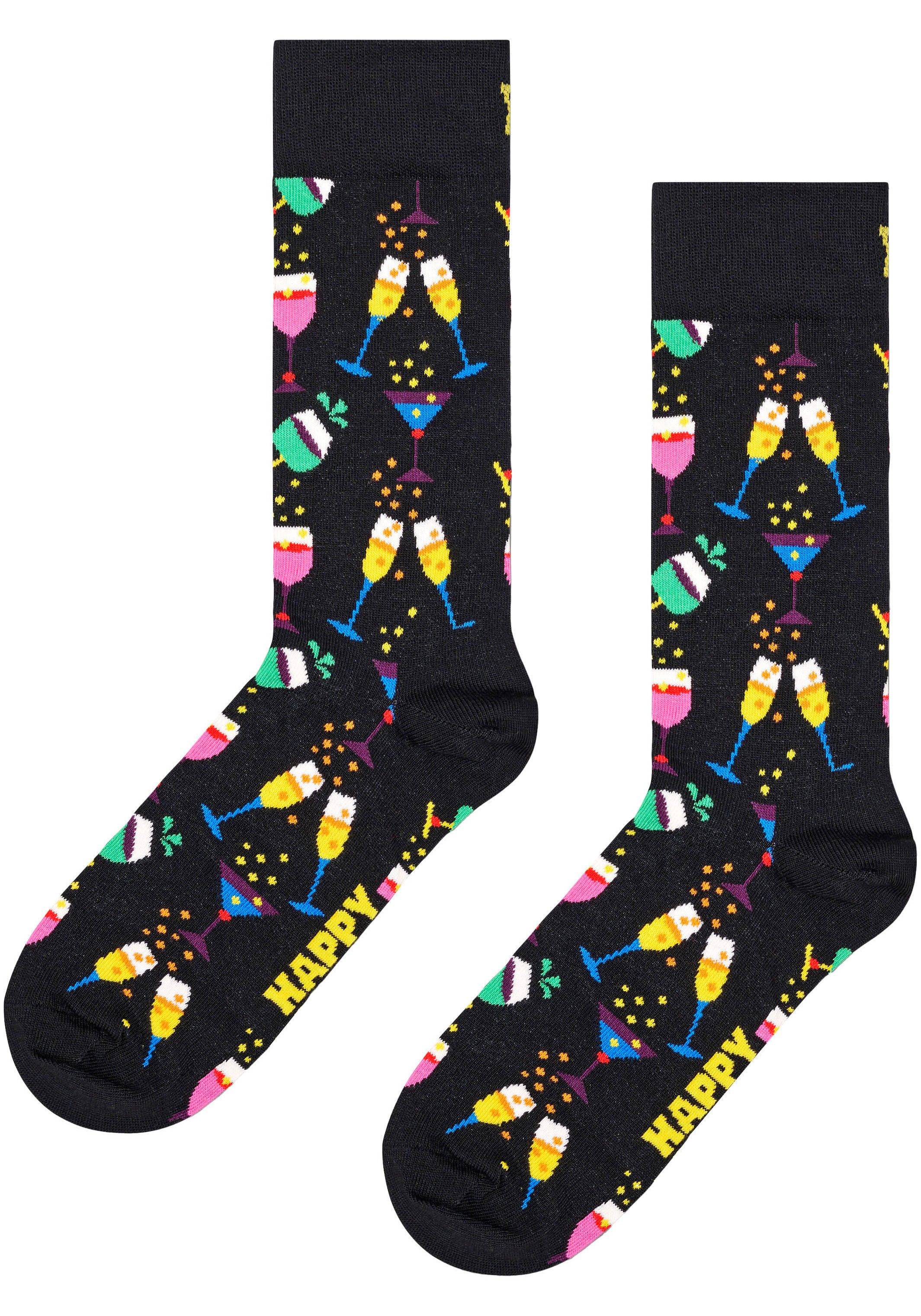 Happy Socks Lange sokken met partymotief (Set van 2)
