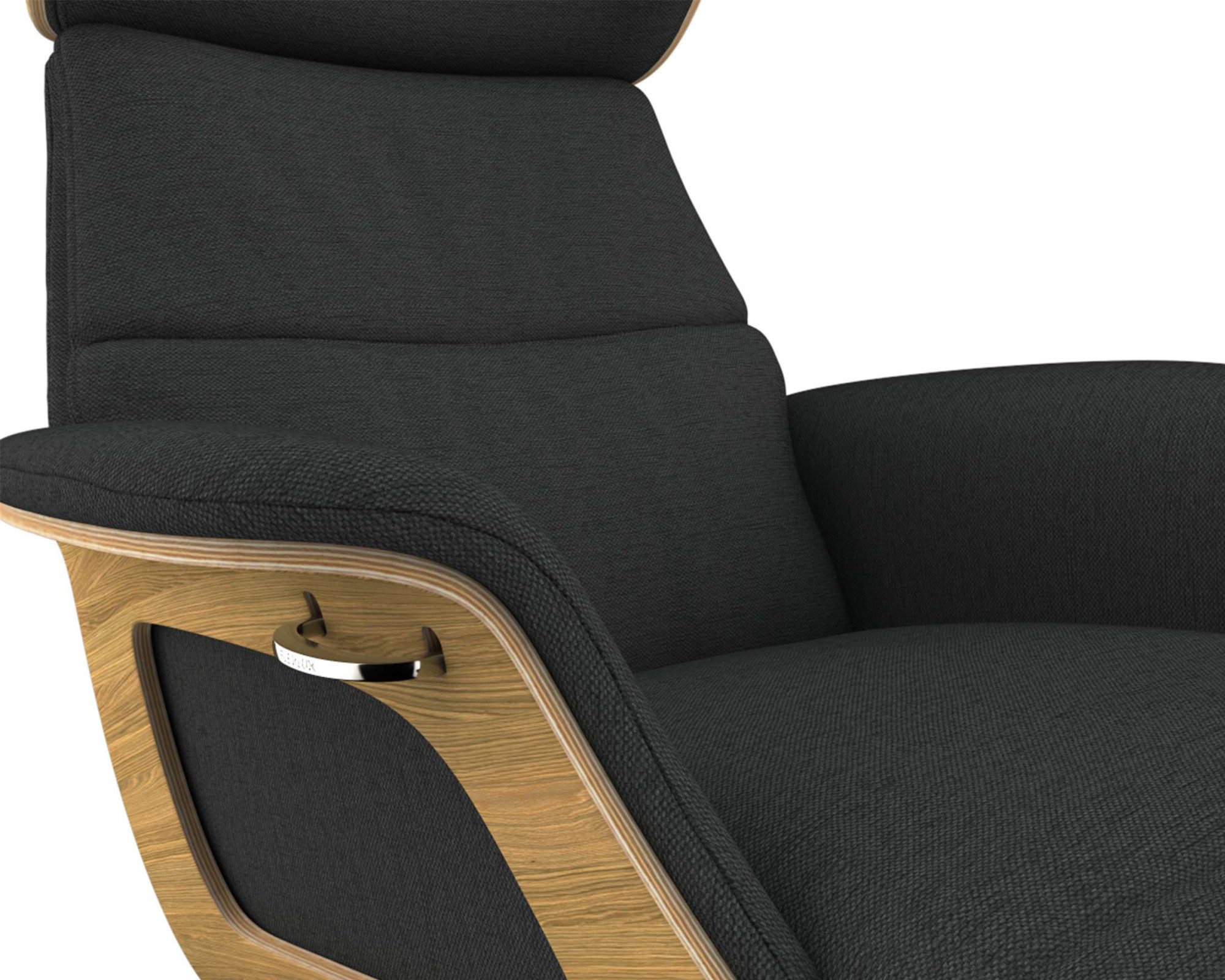 FLEXLUX Loungestoel Clement chaise longue, relaxstoel, ligstoel Rug- en hoofdsteunverstelling, armleuning, geolied eiken, voet van aluminium