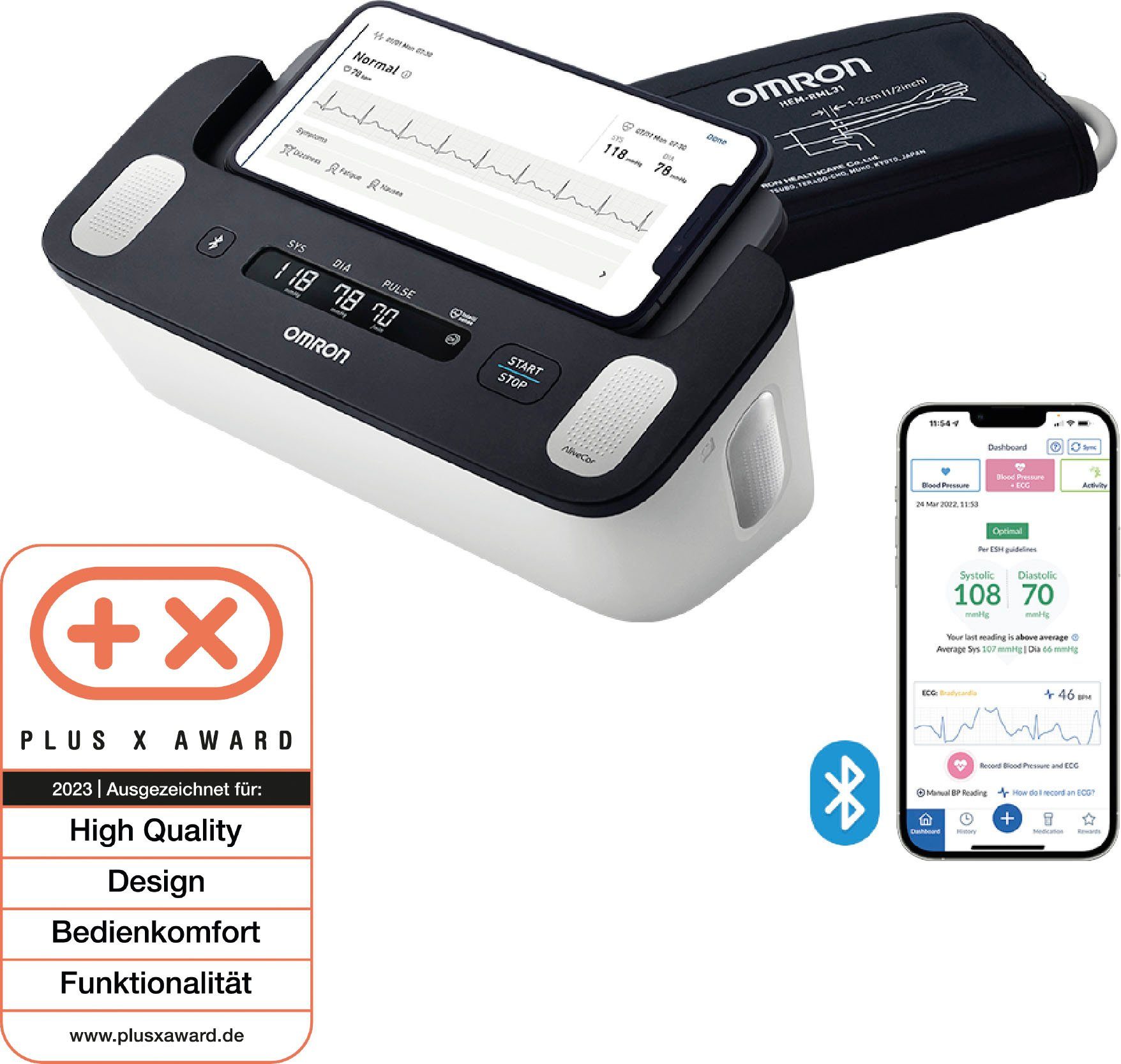 Omron Bloeddrukmeter Complete slimme bloeddruk- & ECG-meetinstrument