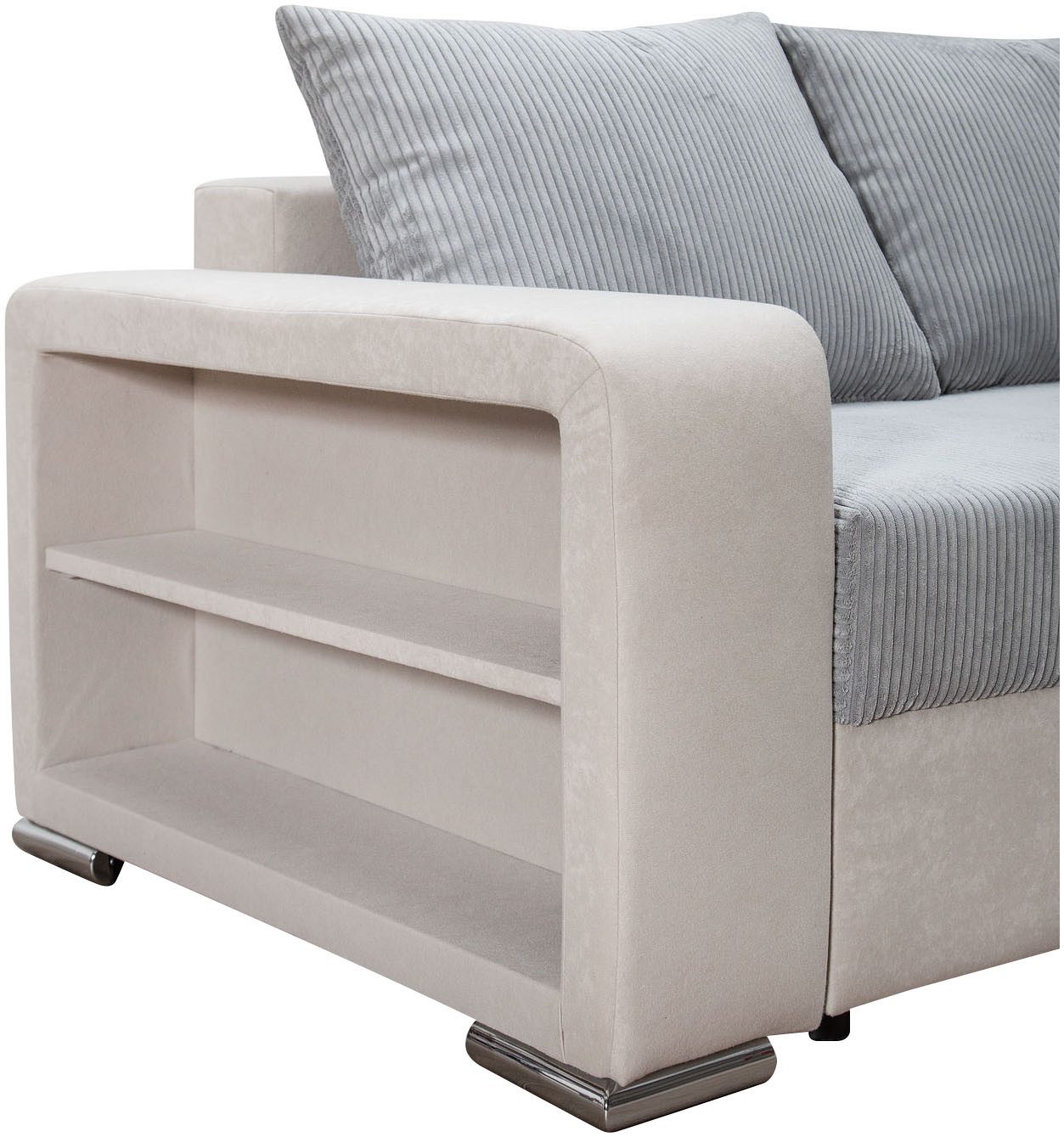 COLLECTION AB Hoekbank L-model Regalarmleuning met LED RGB verlichting, bedfunctie en bedbox