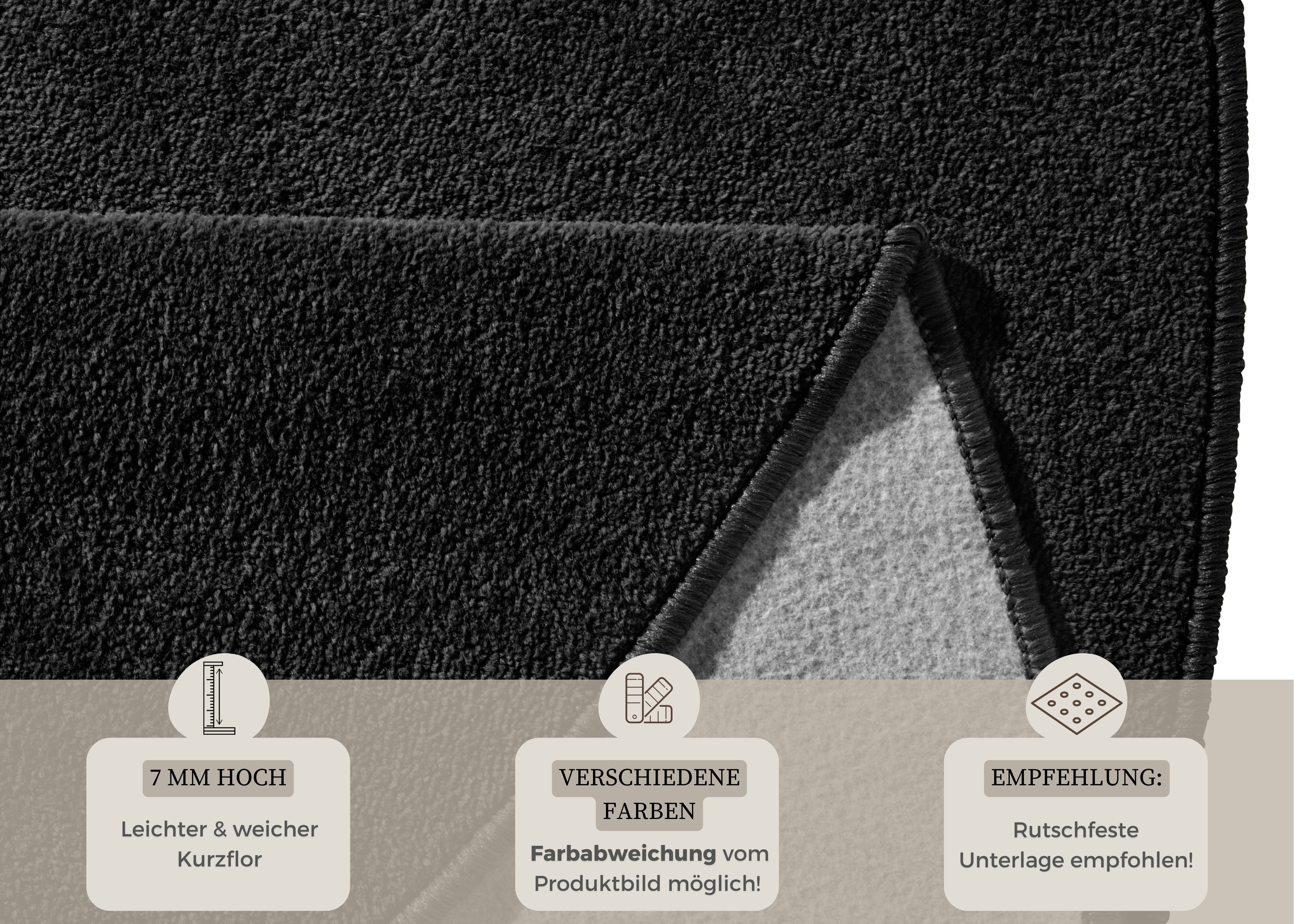 HANSE Home Vloerkleed Fancy Korte pool, zacht, uni, woonkamer, slaapkamer, eetkamer