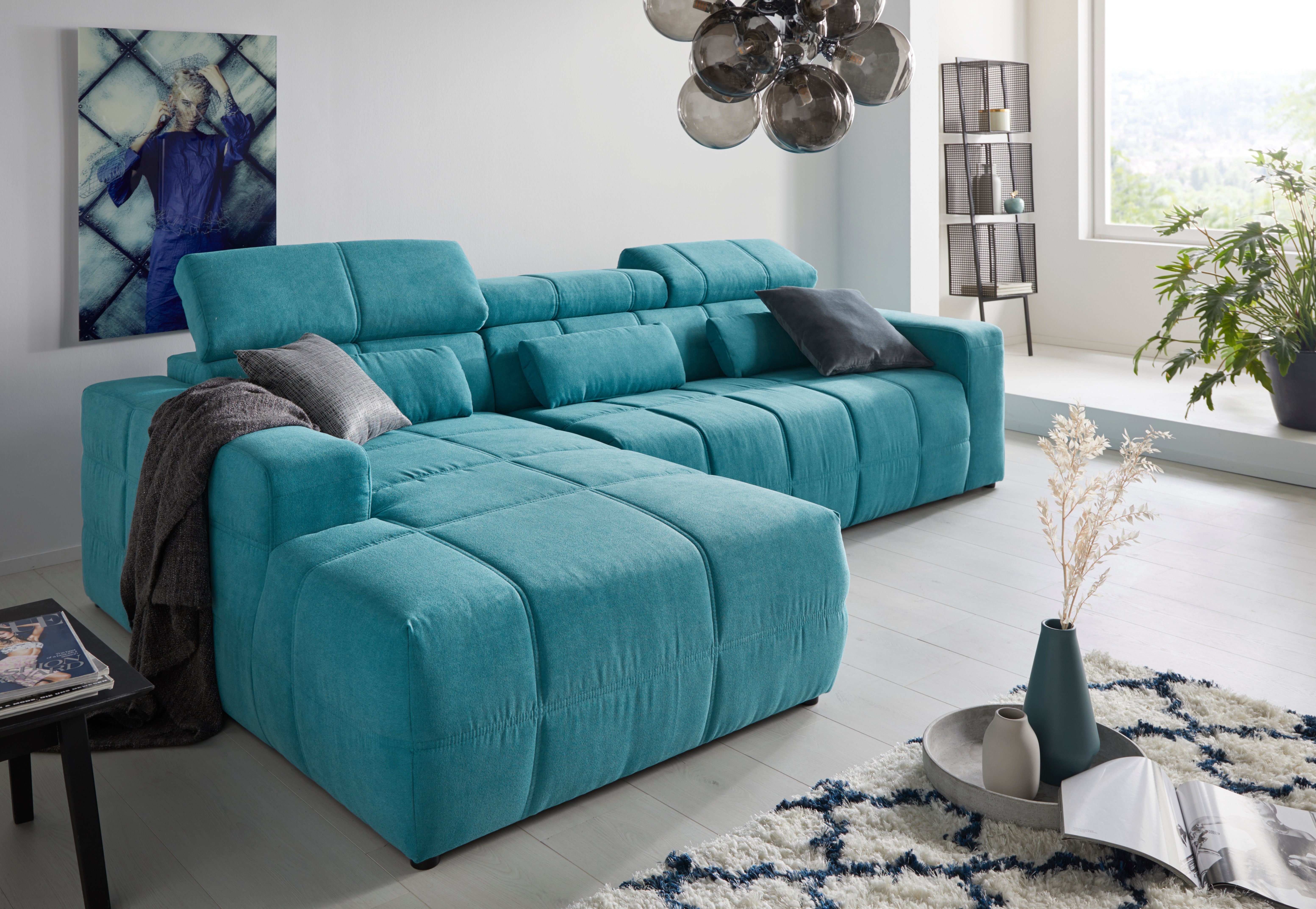 DOMO collection Hoekbank Brandon B/D/H: 289/177/80 cm, keuze met zitdiepteverstelling, L-vorm