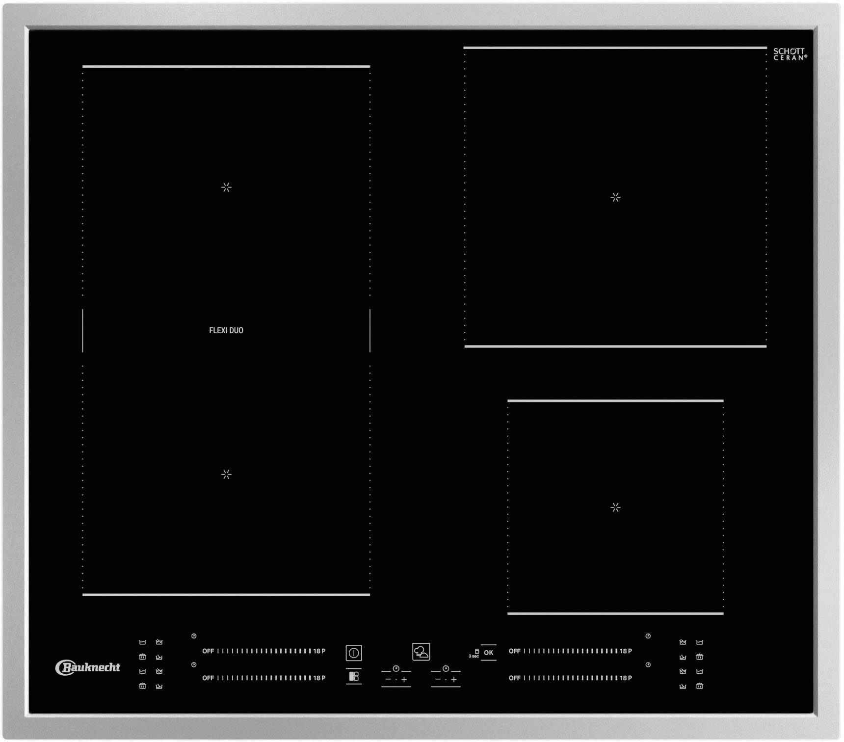 BAUKNECHT Flex-inductiekookplaat van SCHOTT CERAN® BS 7160C FT