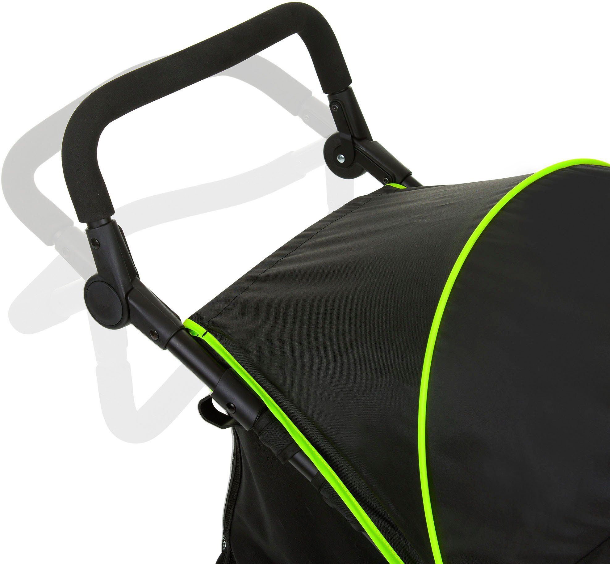 Hauck Kinderwagen met drie wielen Runner black/neon yellow met draaibaar en vergrendelbaar voorwiel