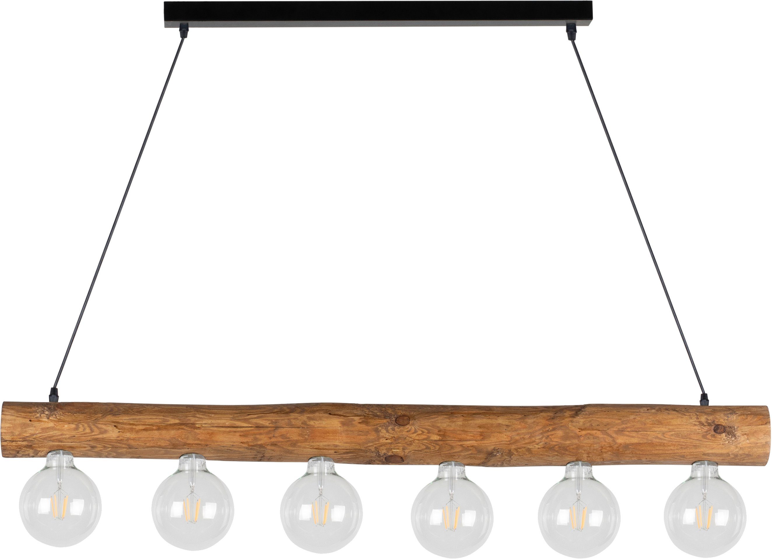 spot light hanglamp trabo simple hanglamp, houten balk van massief grenenhout ø 8-12 cm bruin