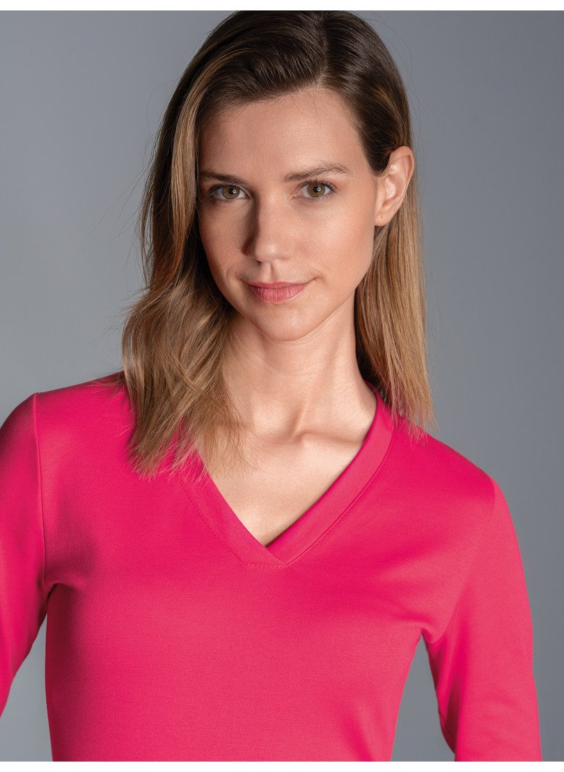 Trigema T-shirt TRIGEMA langarmshirt met V-hals (1-delig)