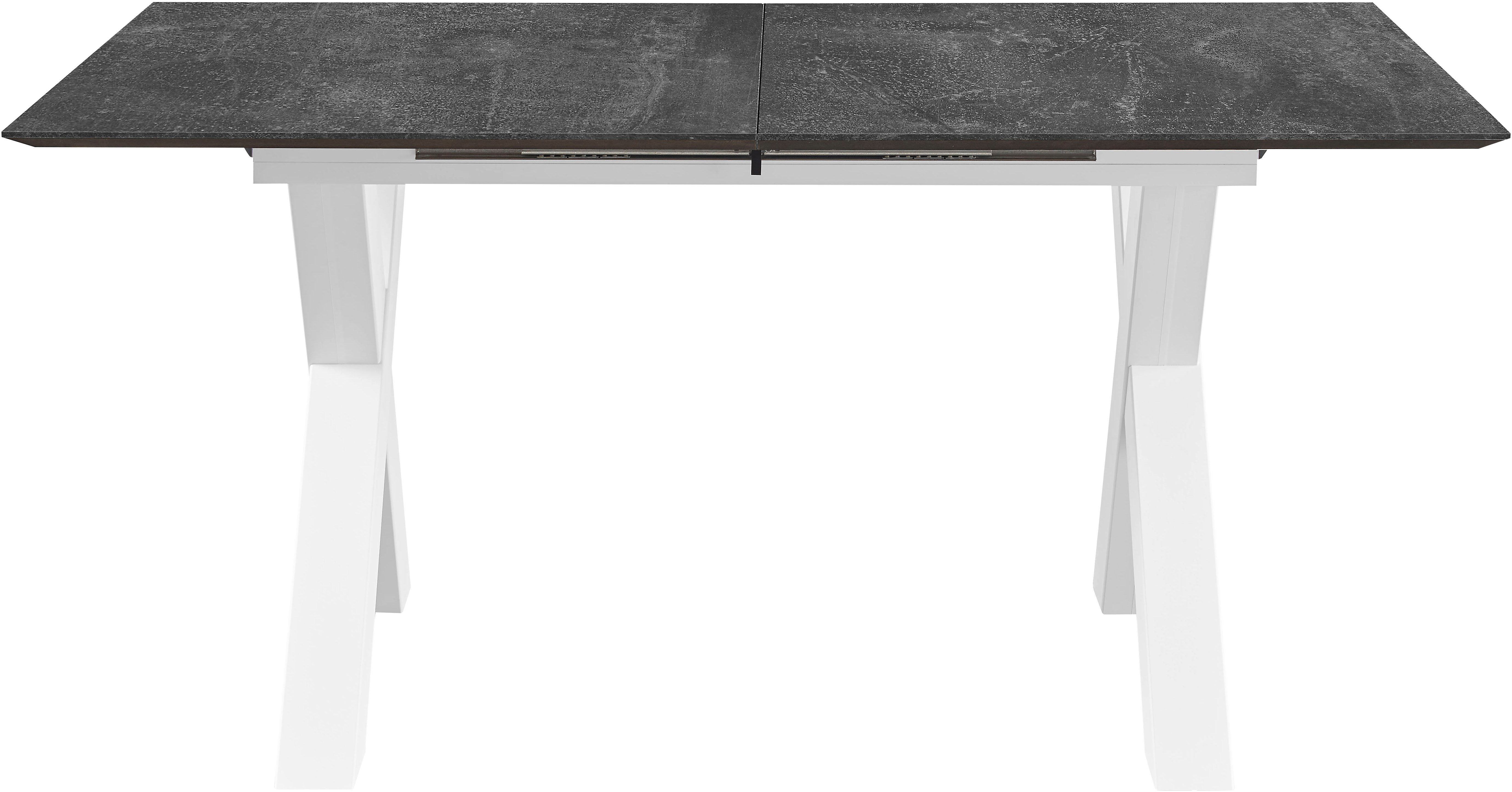 set one by Musterring Eettafel New Atlanta Rechthoekig blad met Zwitserse rand, uitschuifbaar, onderstel in X-vorm eettafels maat 170 cm x 76 cm x 90