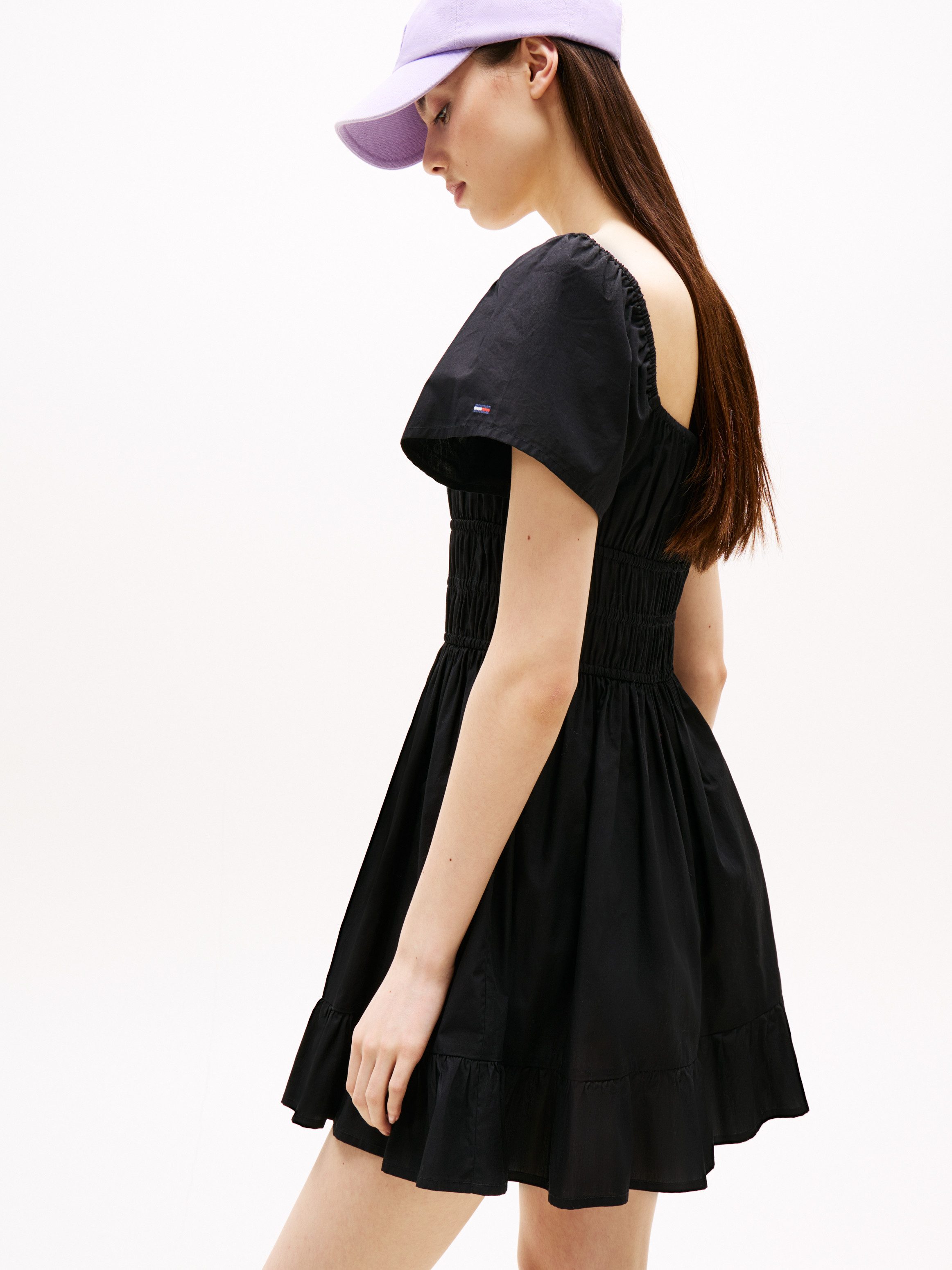TOMMY JEANS Mini-jurk TJW ROUCHE MINI POPLIN DRESS EXT