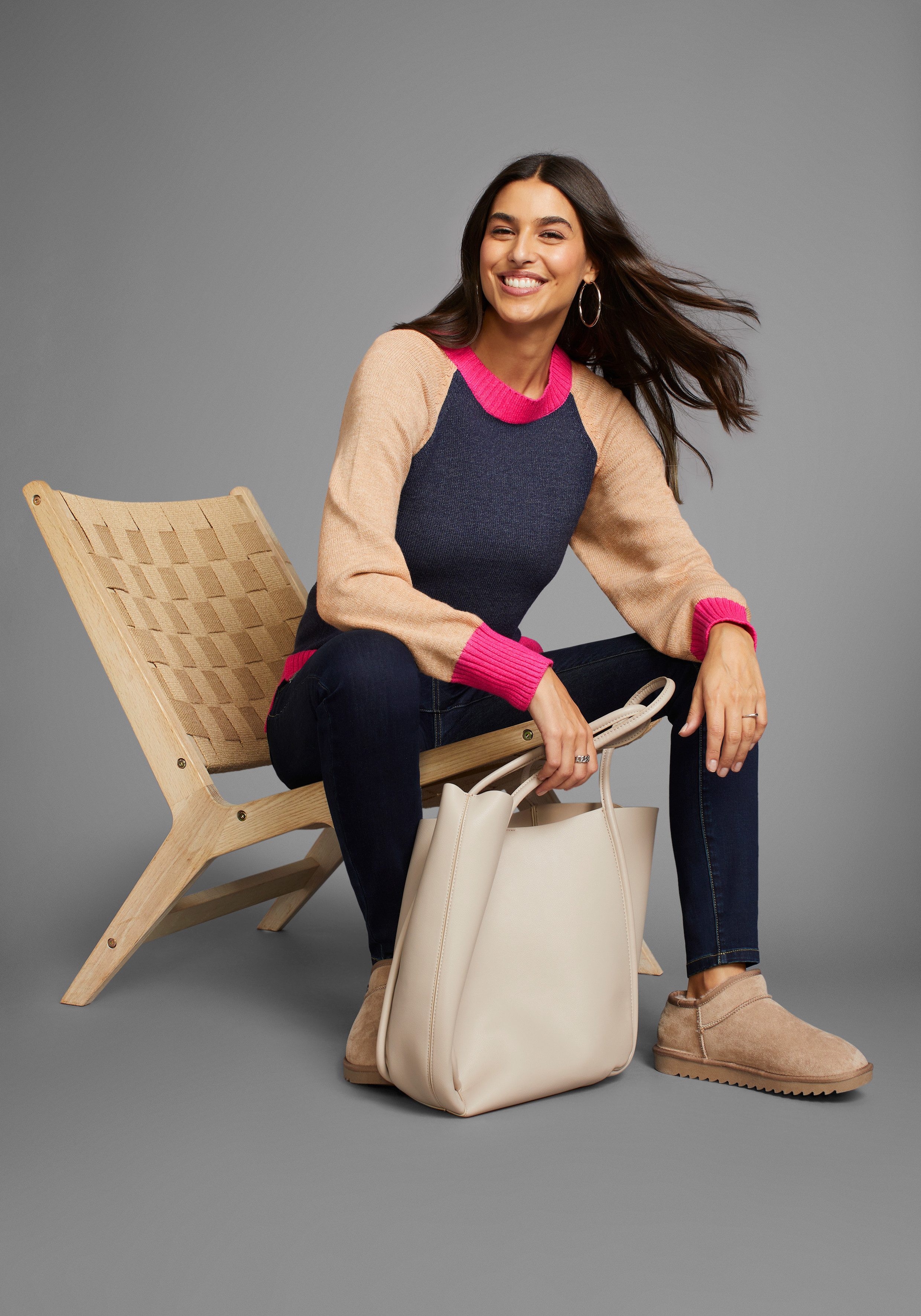 Laura Scott Trui met ronde hals colourblocking-stijl