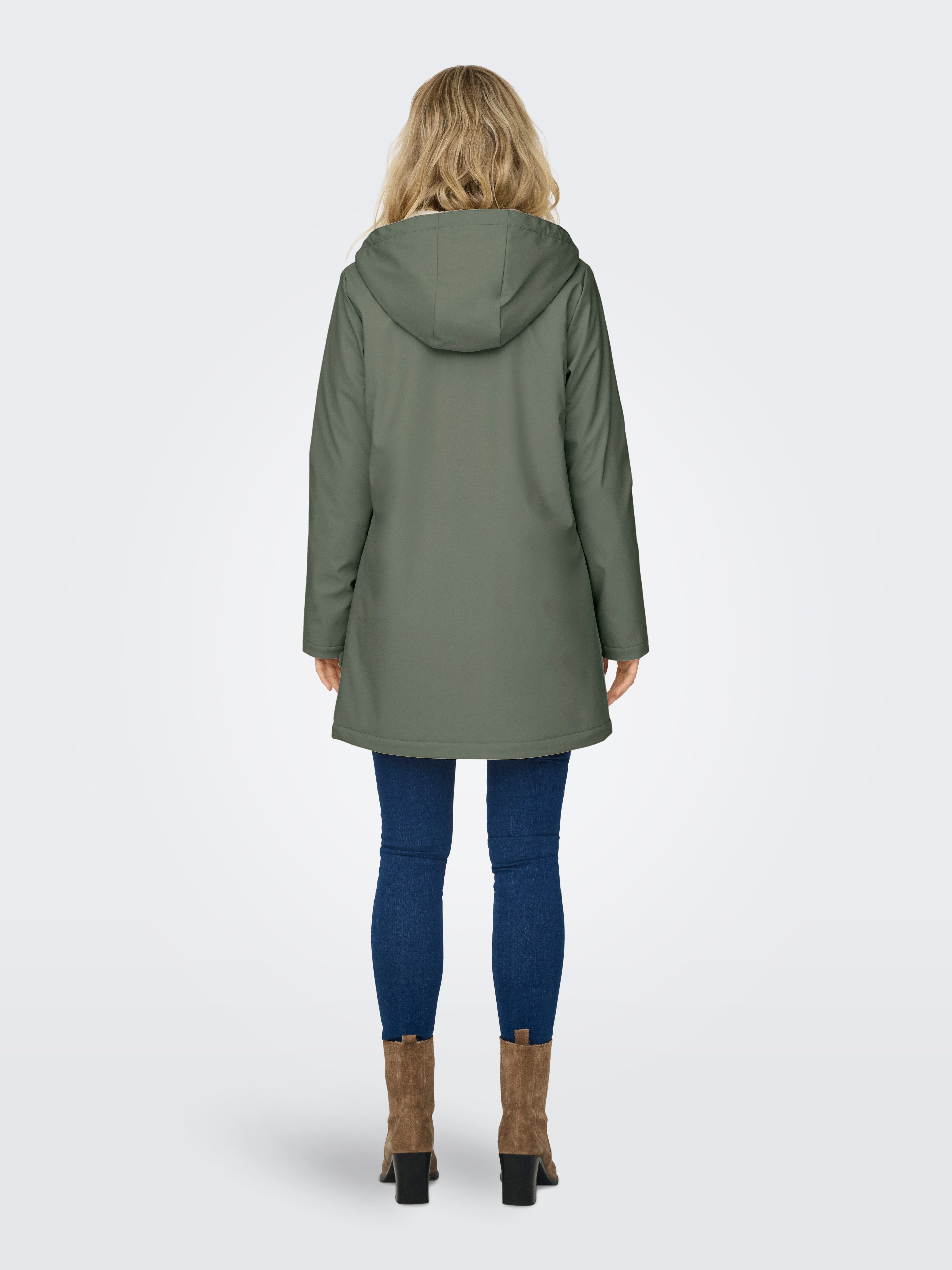 Only Functionele jas ONLSALLY RAINCOAT OTW NOOS met capuchon en voering van teddy-pluche